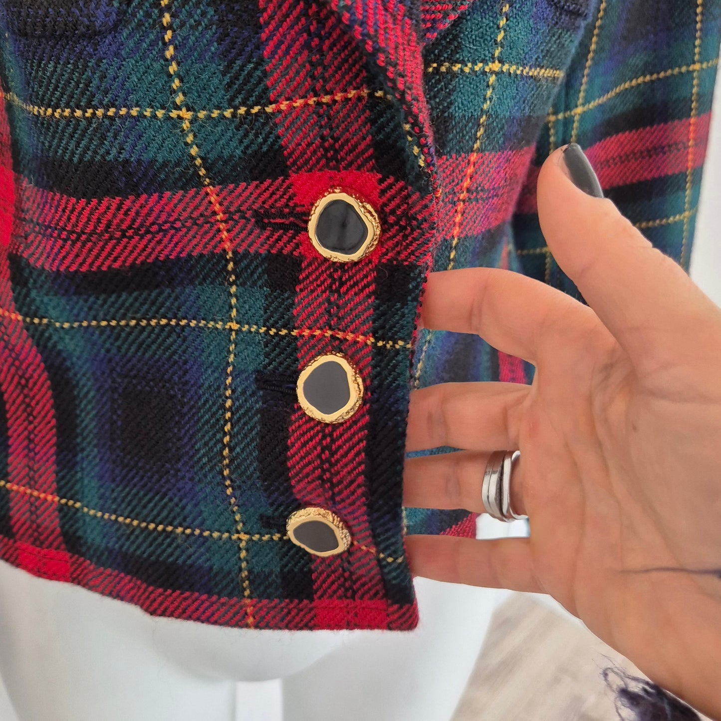 Yves Saint Laurent | Giacca tartan lana e velluto