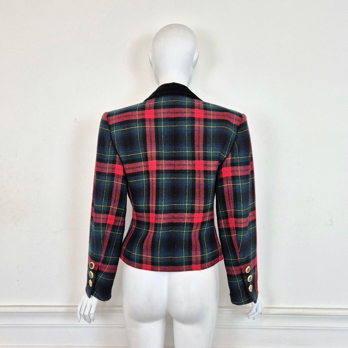 Yves Saint Laurent | Giacca tartan lana e velluto