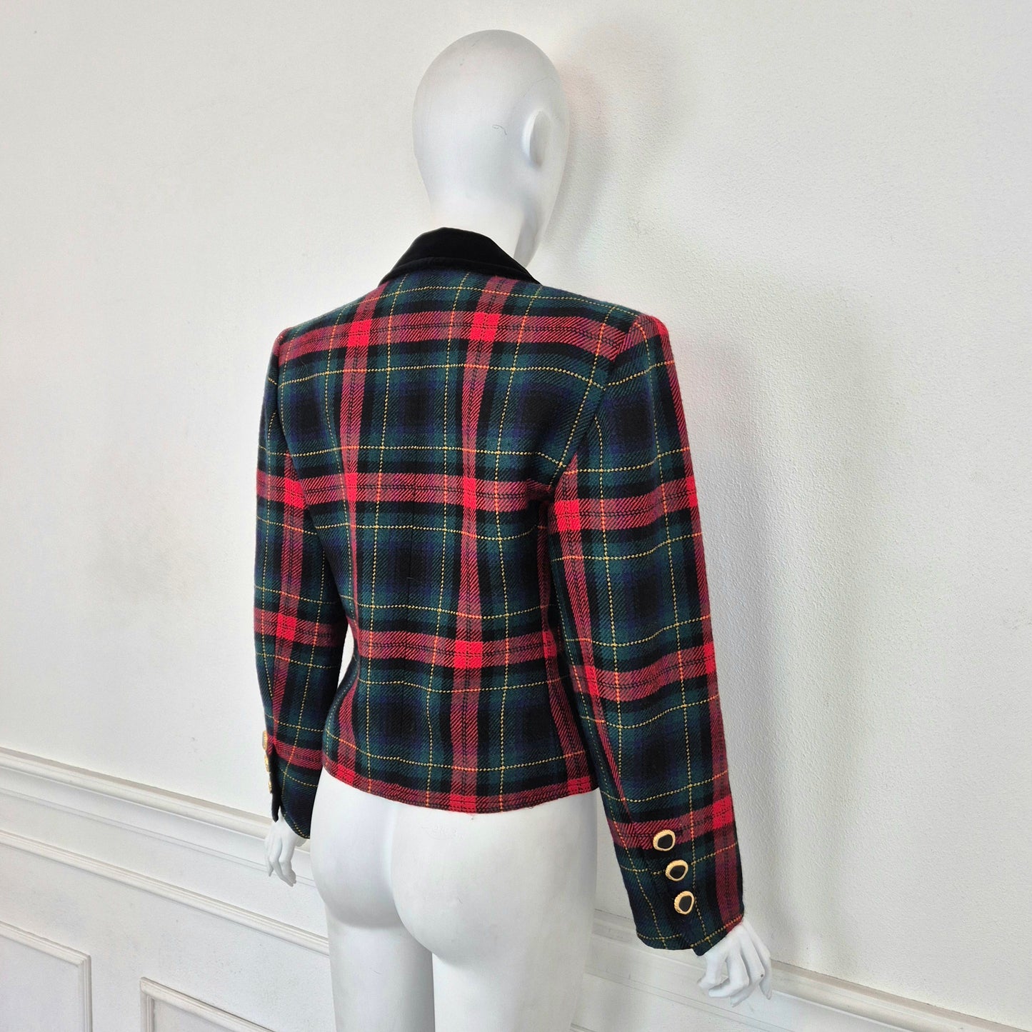 Yves Saint Laurent | Giacca tartan lana e velluto