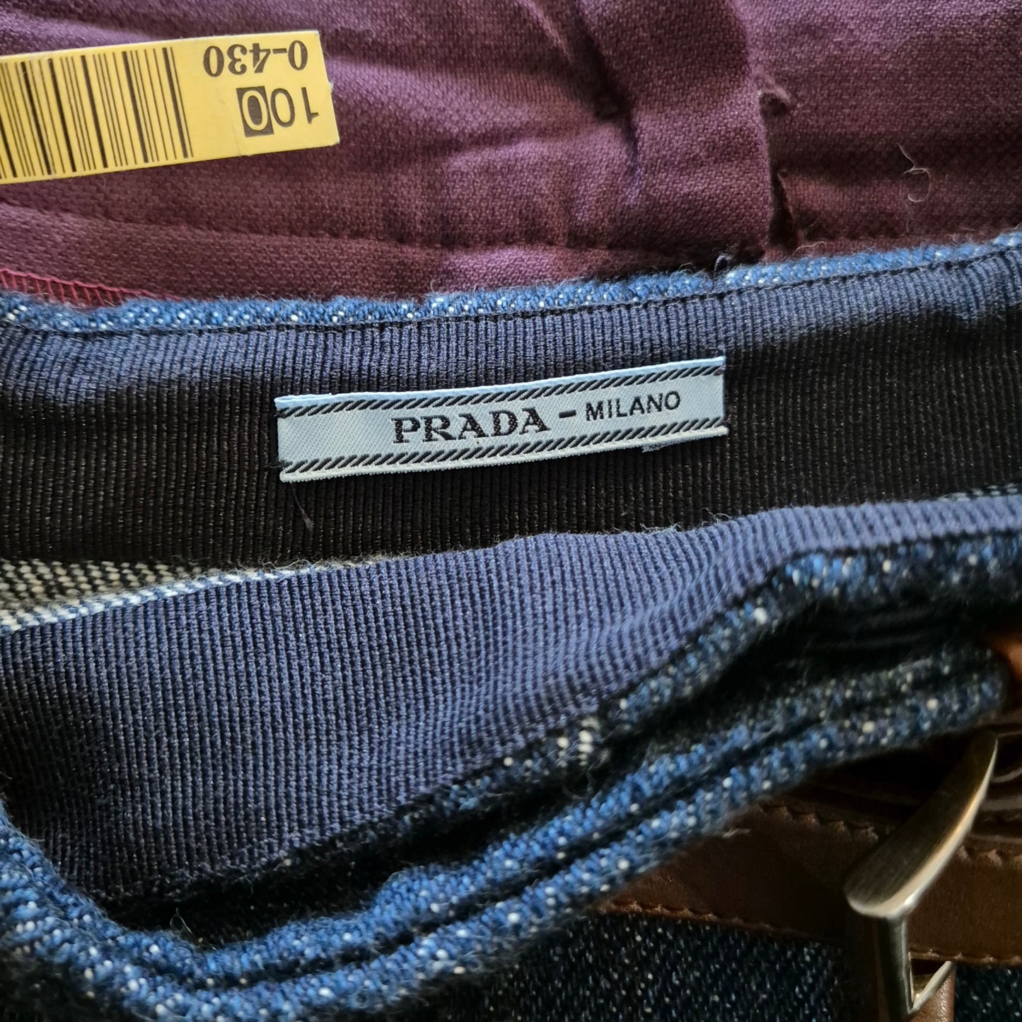 Prada | Gonna kilt denim e pelle