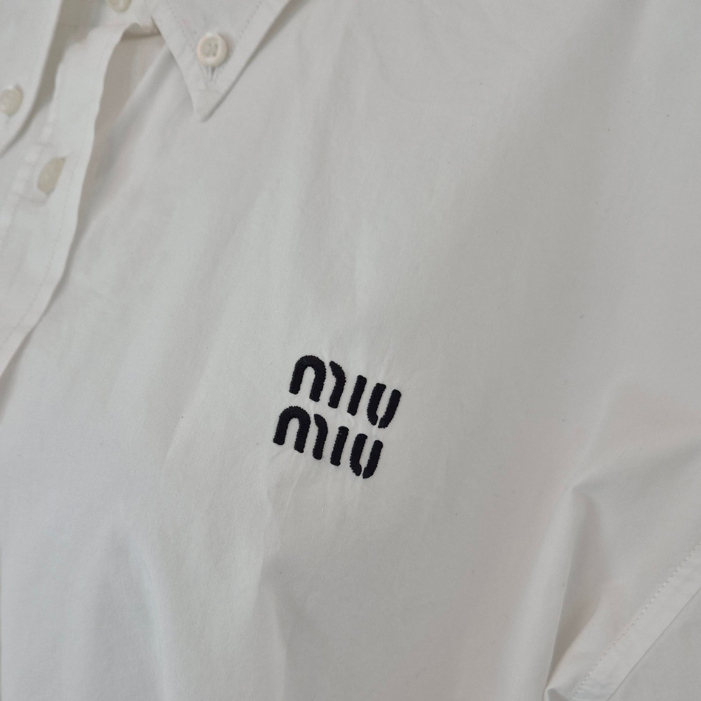 Miu Miu | Camicia bianca logo ricamato