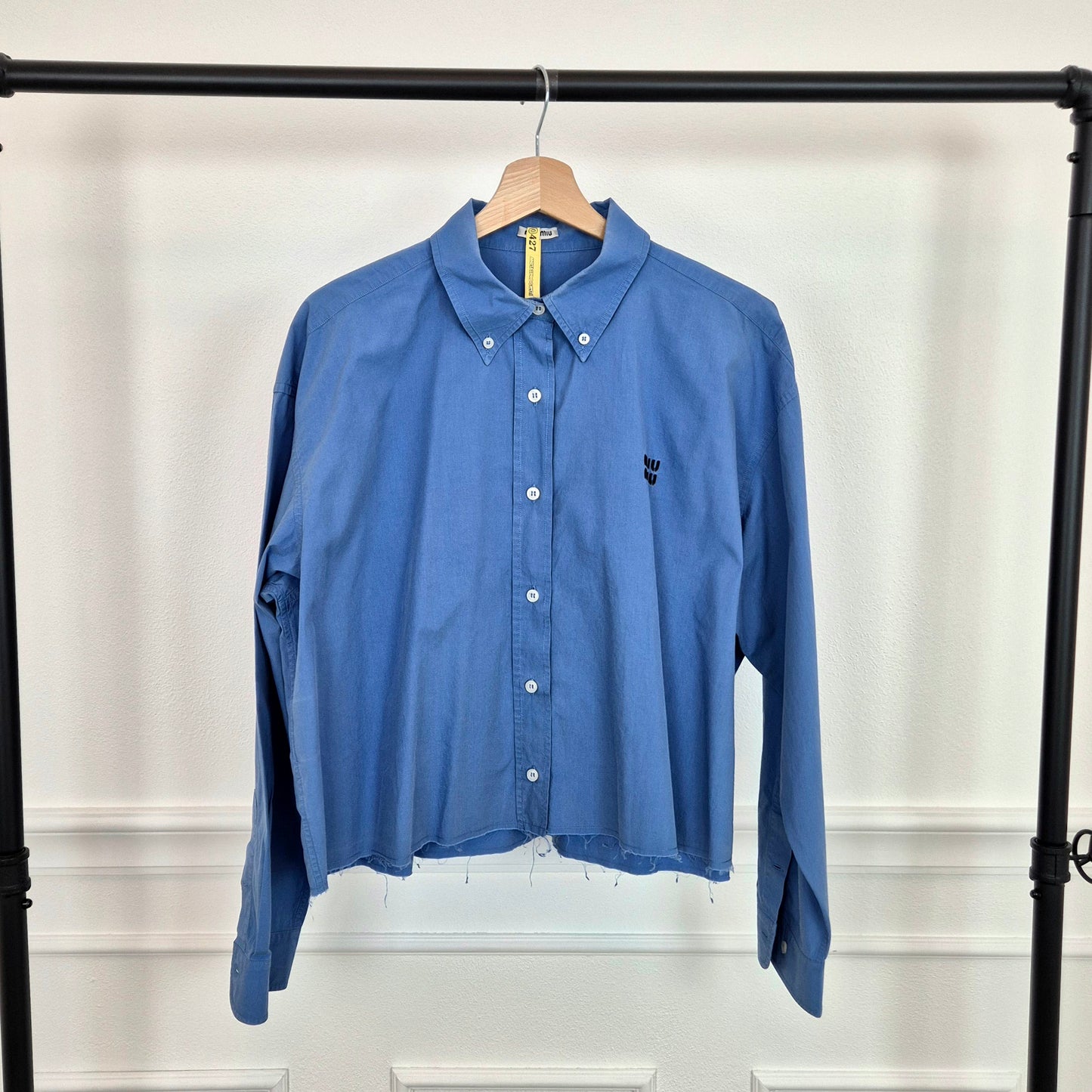 Miu Miu | Camicia azzurra logo ricamato