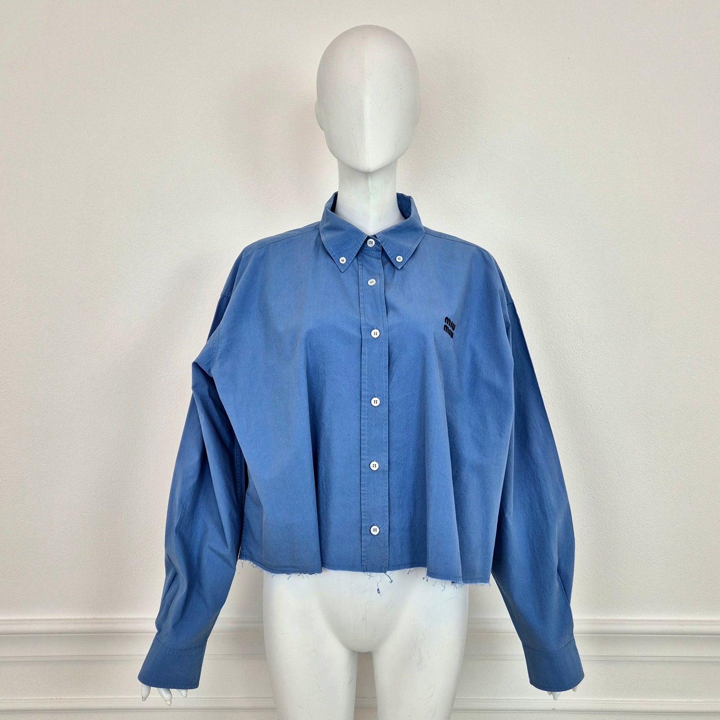 Miu Miu | Camicia azzurra logo ricamato