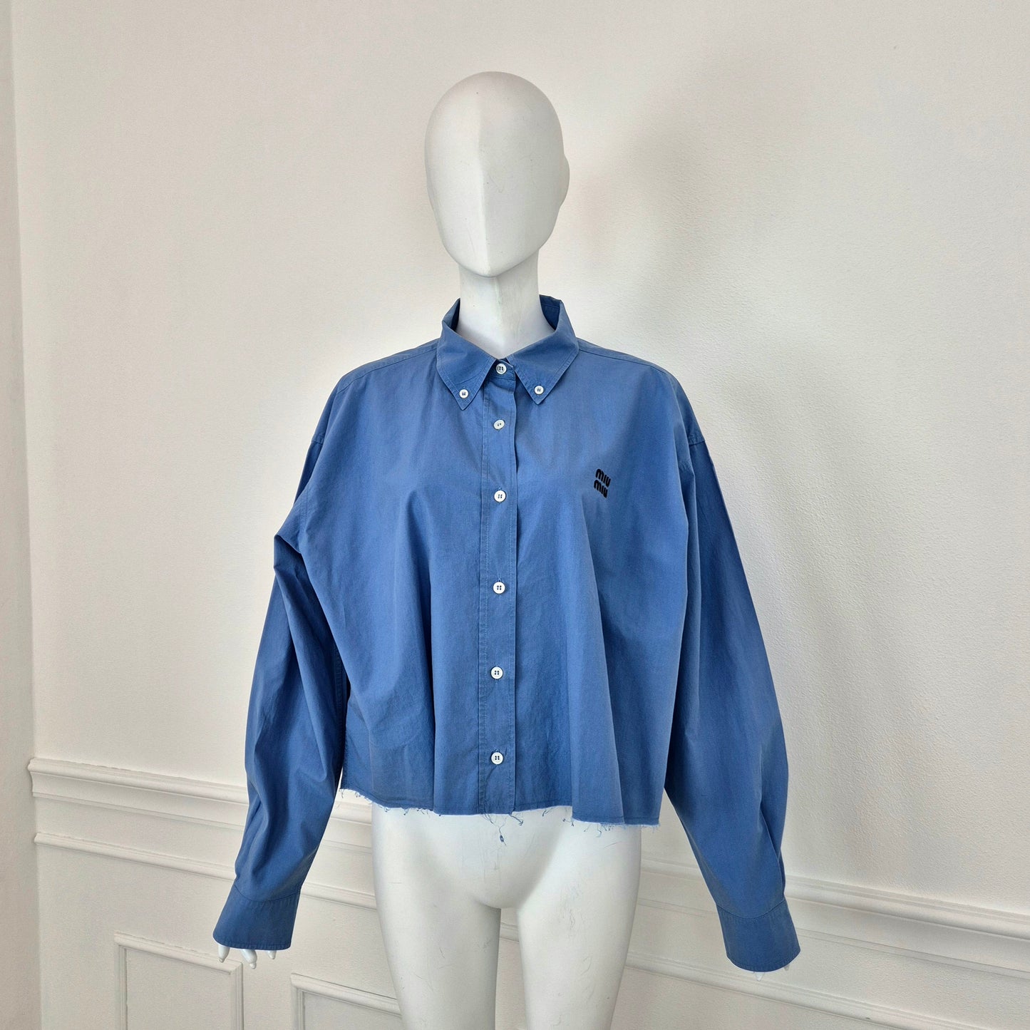 Miu Miu | Camicia azzurra logo ricamato