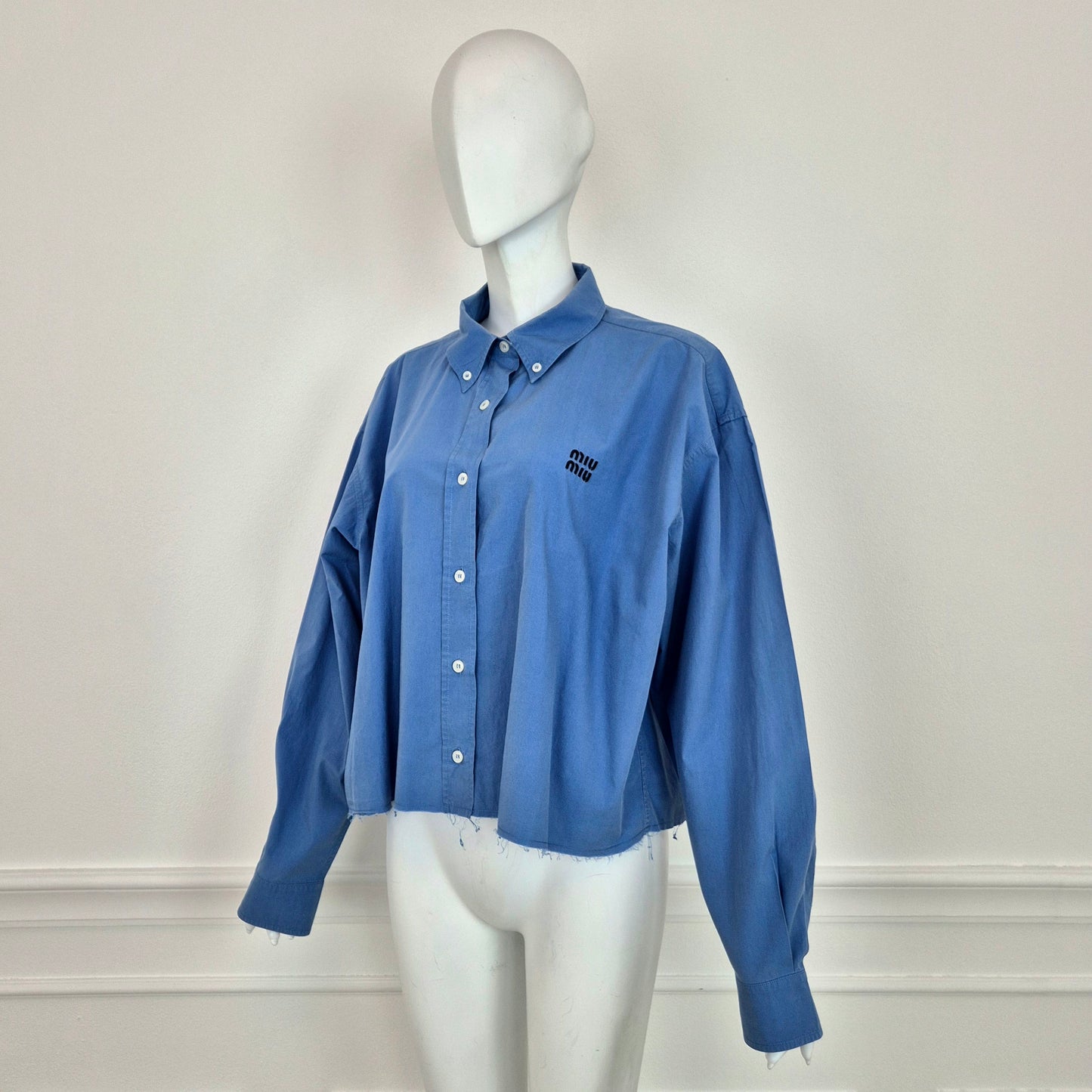 Miu Miu | Camicia azzurra logo ricamato