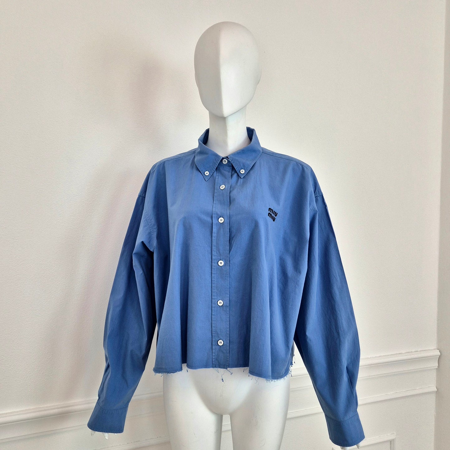 Miu Miu | Camicia azzurra logo ricamato