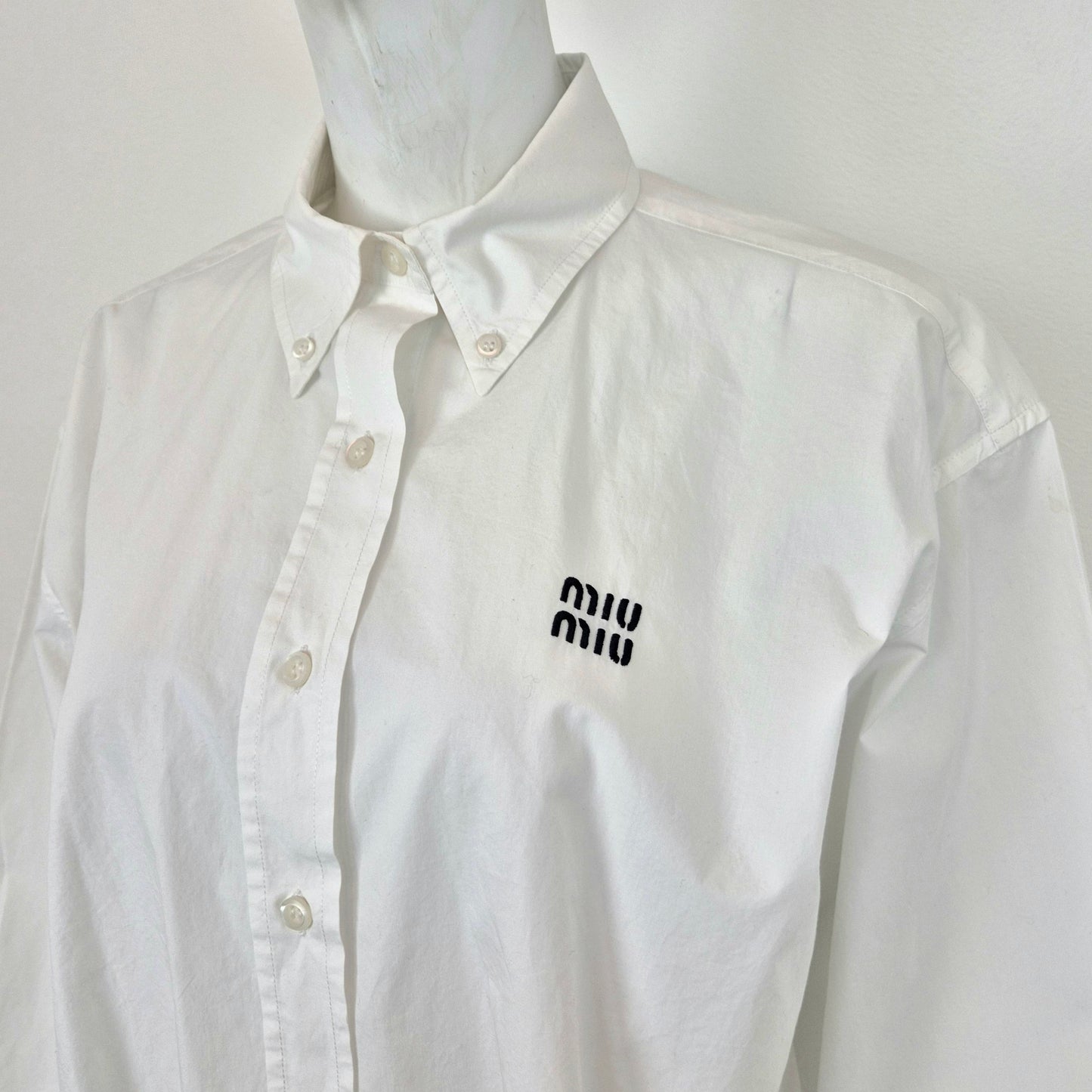 Miu Miu | Camicia bianca logo ricamato