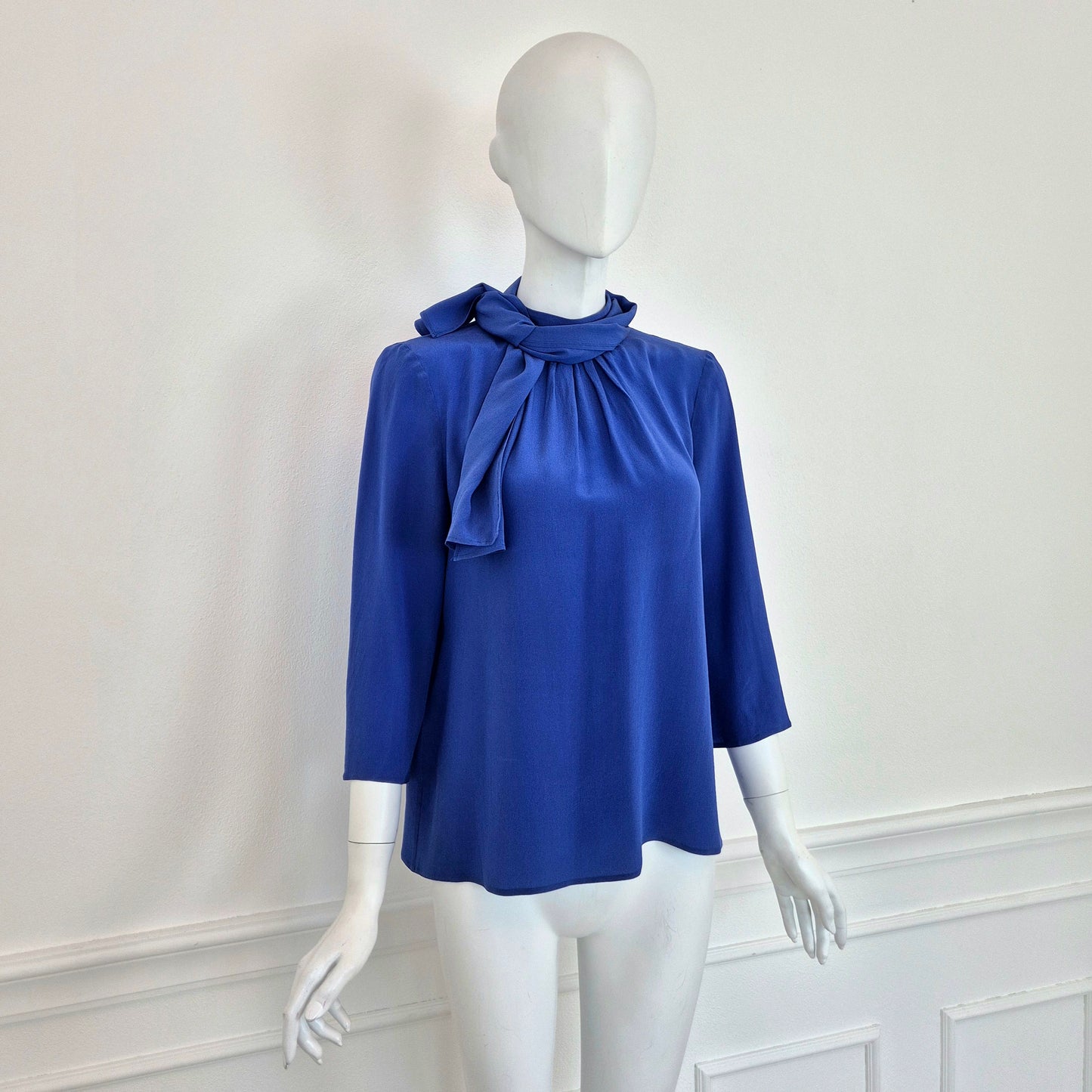 Prada | Camicia in seta blu acceso