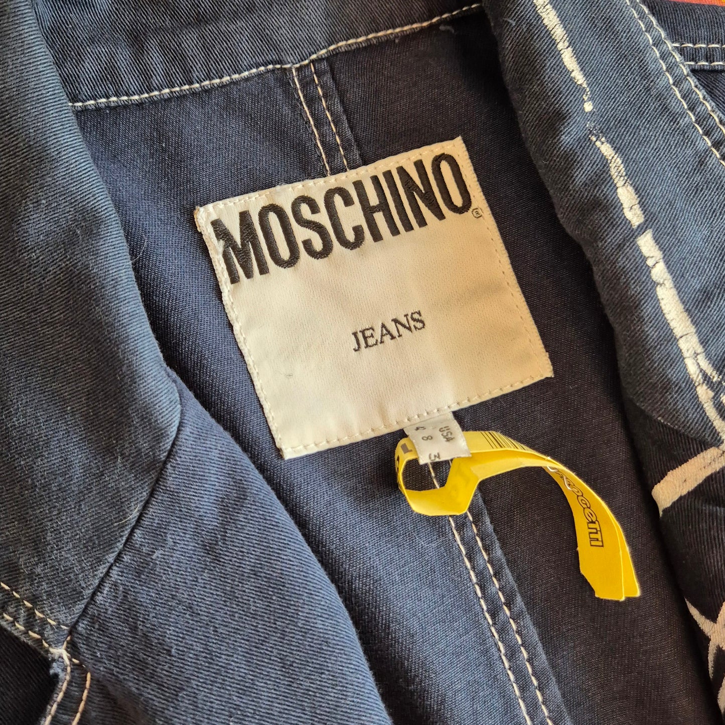 Moschino | Giacca in cotone blu con scritte "sarto"