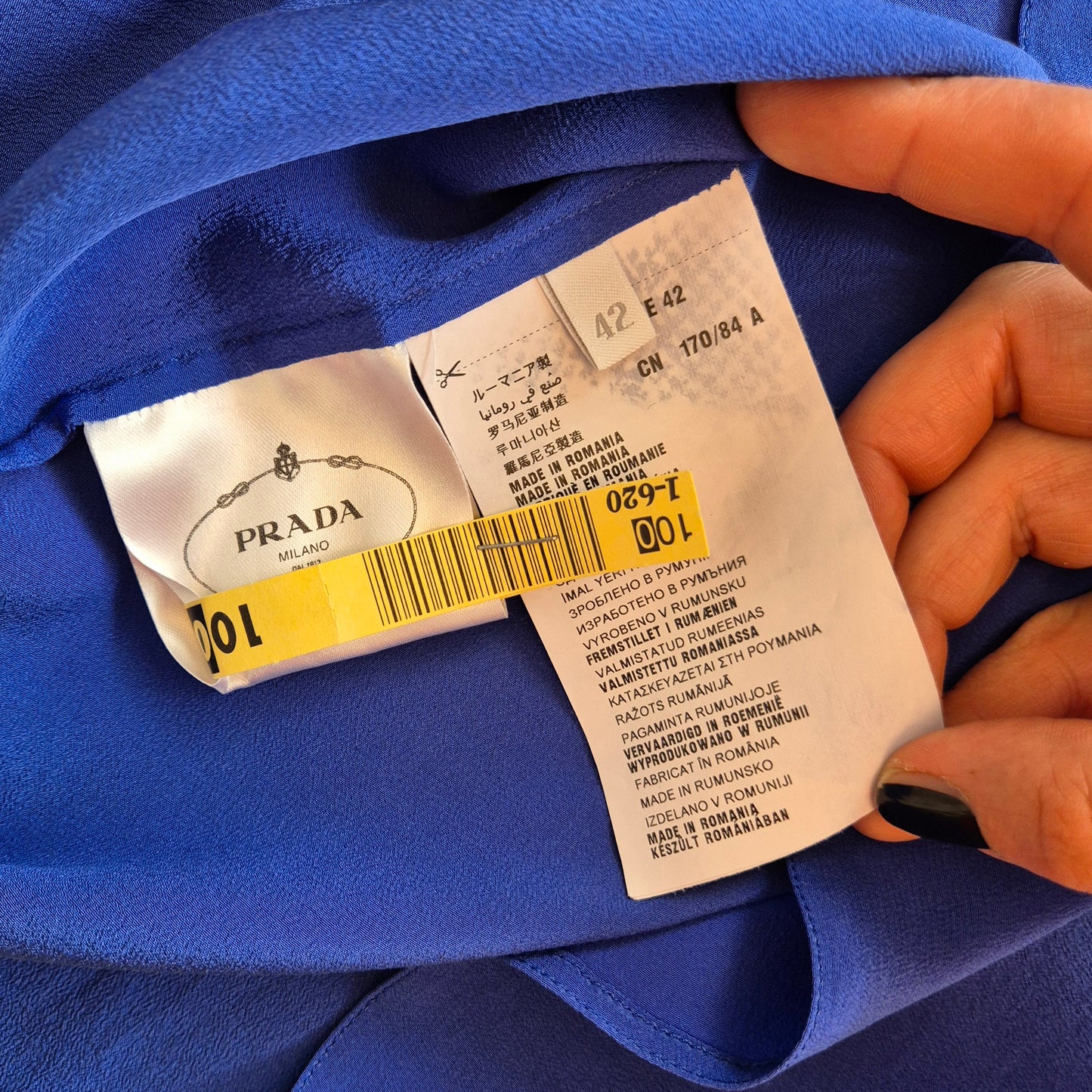 Prada | Camicia in seta blu acceso