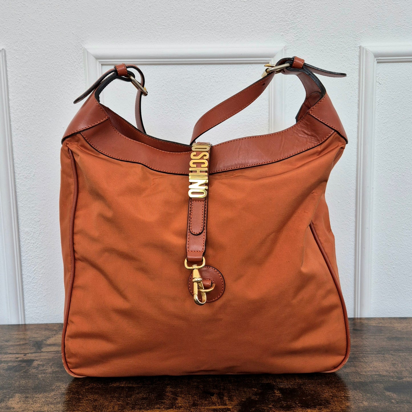 Moschino | Borsa arancio tessuto e pelle