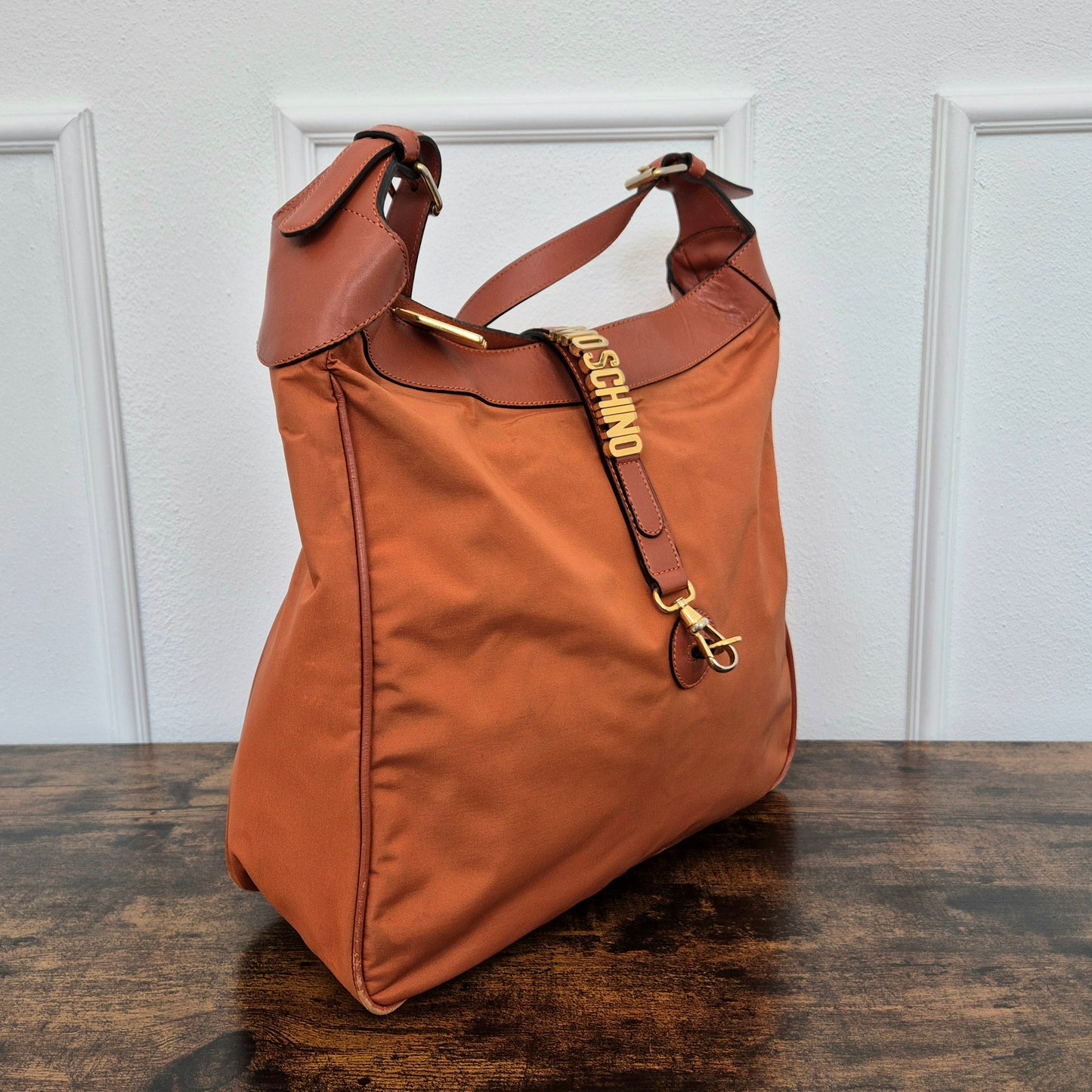 Moschino | Borsa arancio tessuto e pelle