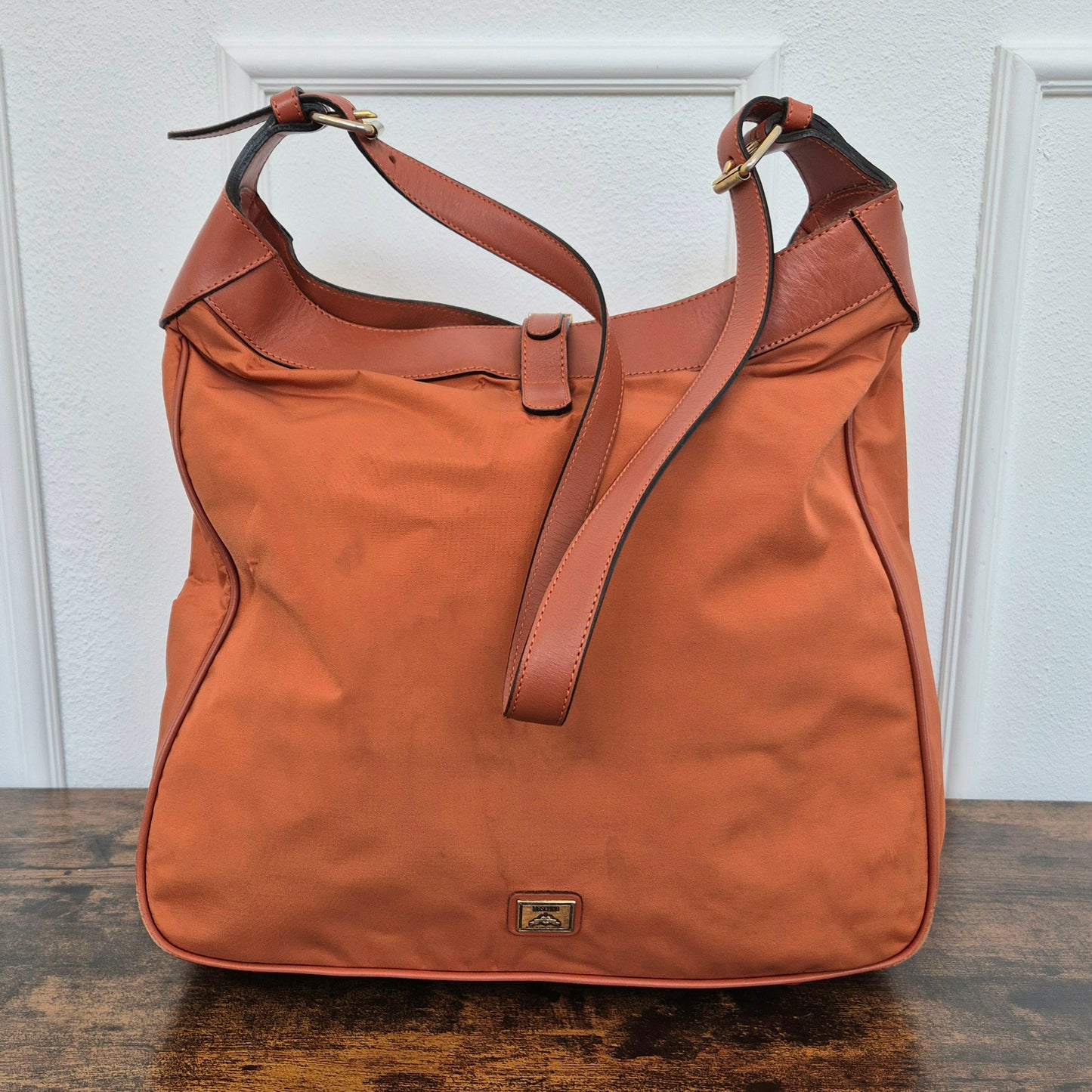 Moschino | Borsa arancio tessuto e pelle