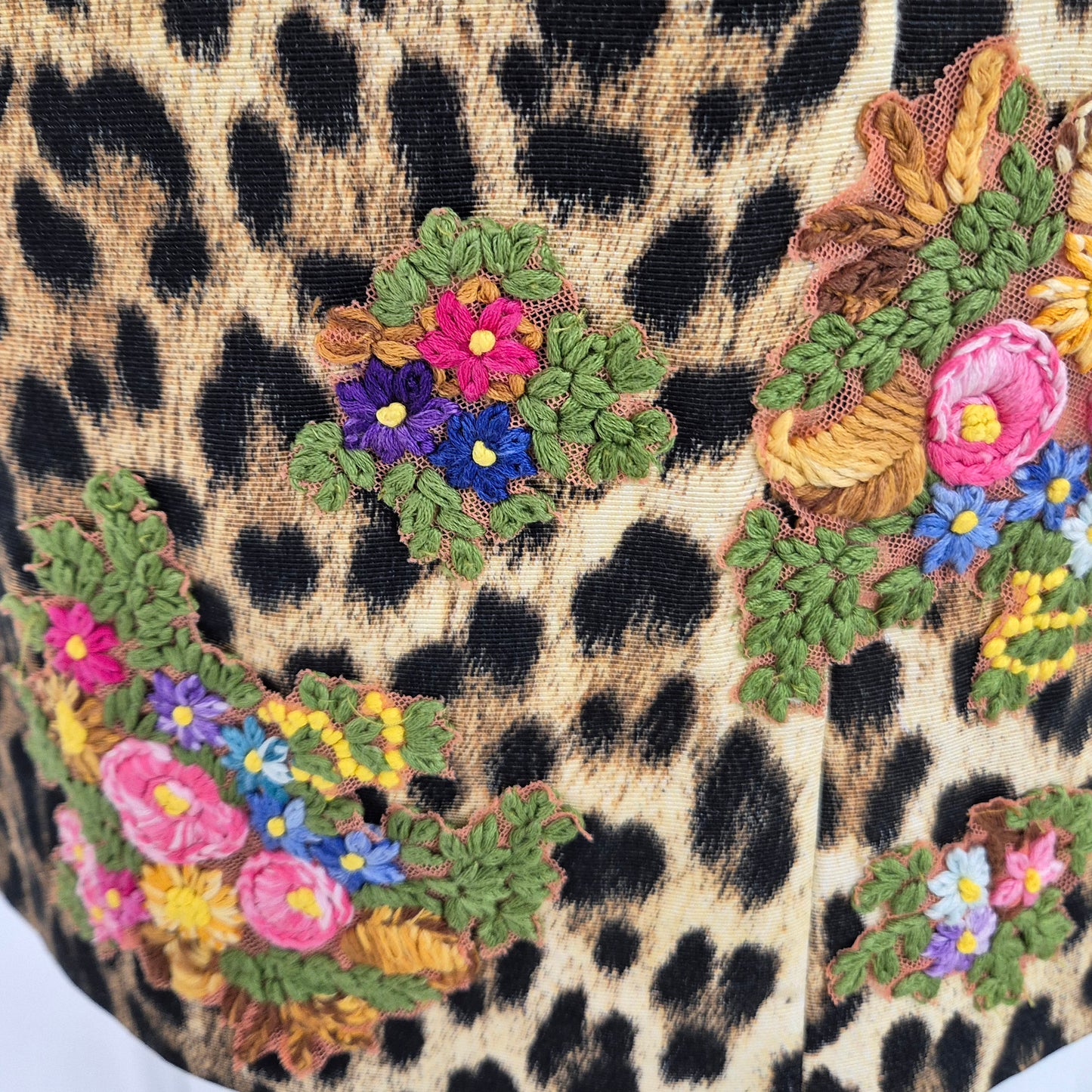 Moschino | Abito animalier con fiori ricamati