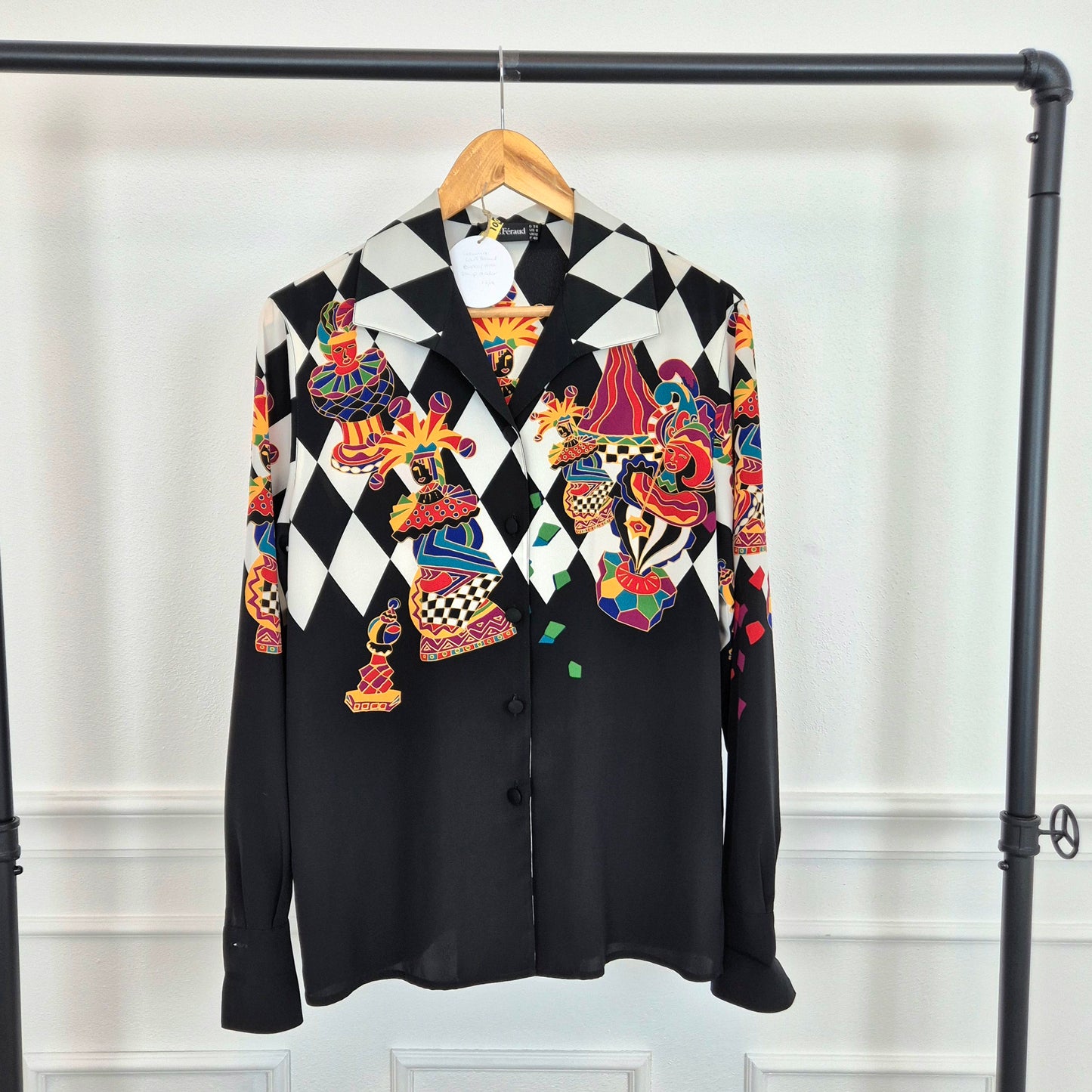 Louis Feraud | Camicia bianca e nera con stampa multicolor