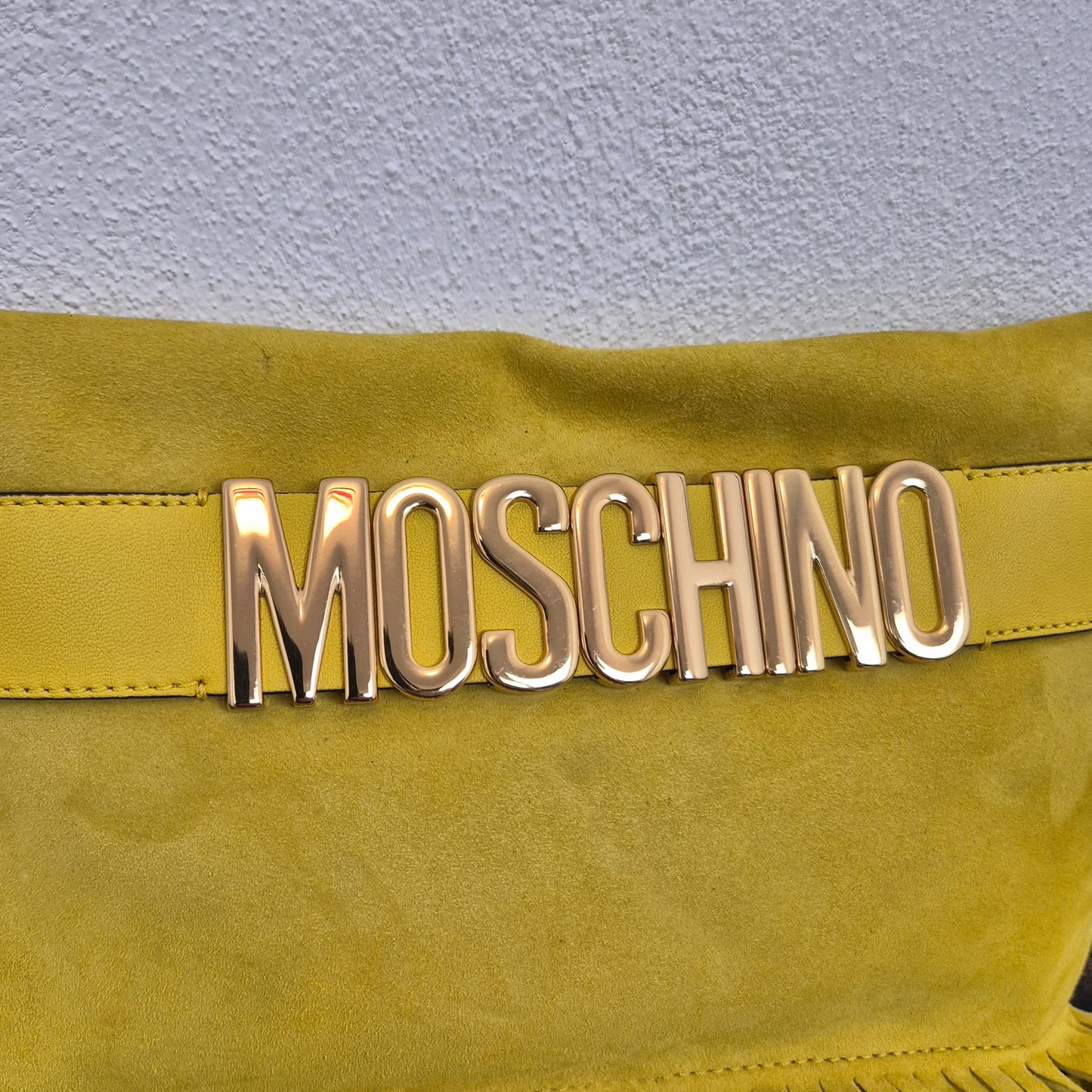 Moschino | Borsa suede giallo con frange