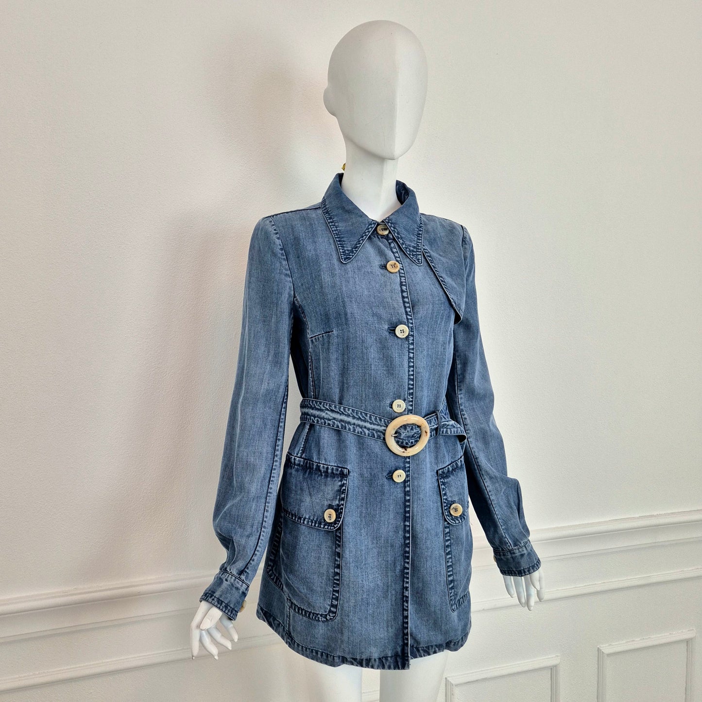 Prada | Giacca in denim leggero con cintura