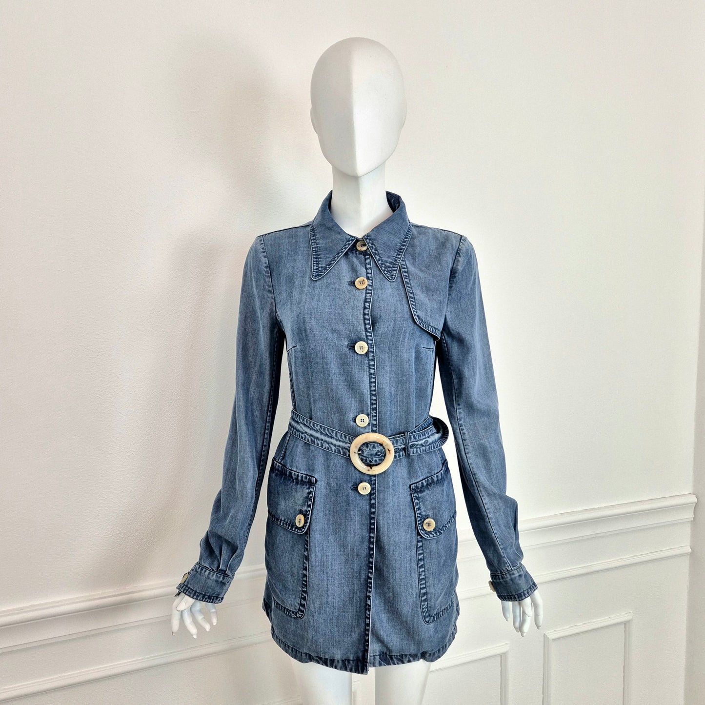 Prada | Giacca in denim leggero con cintura