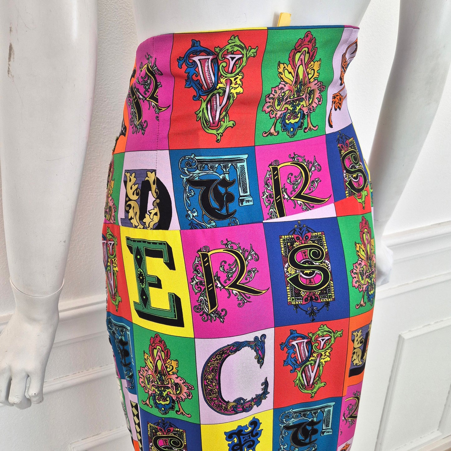 Versace | Gonna in seta stampa multicolor