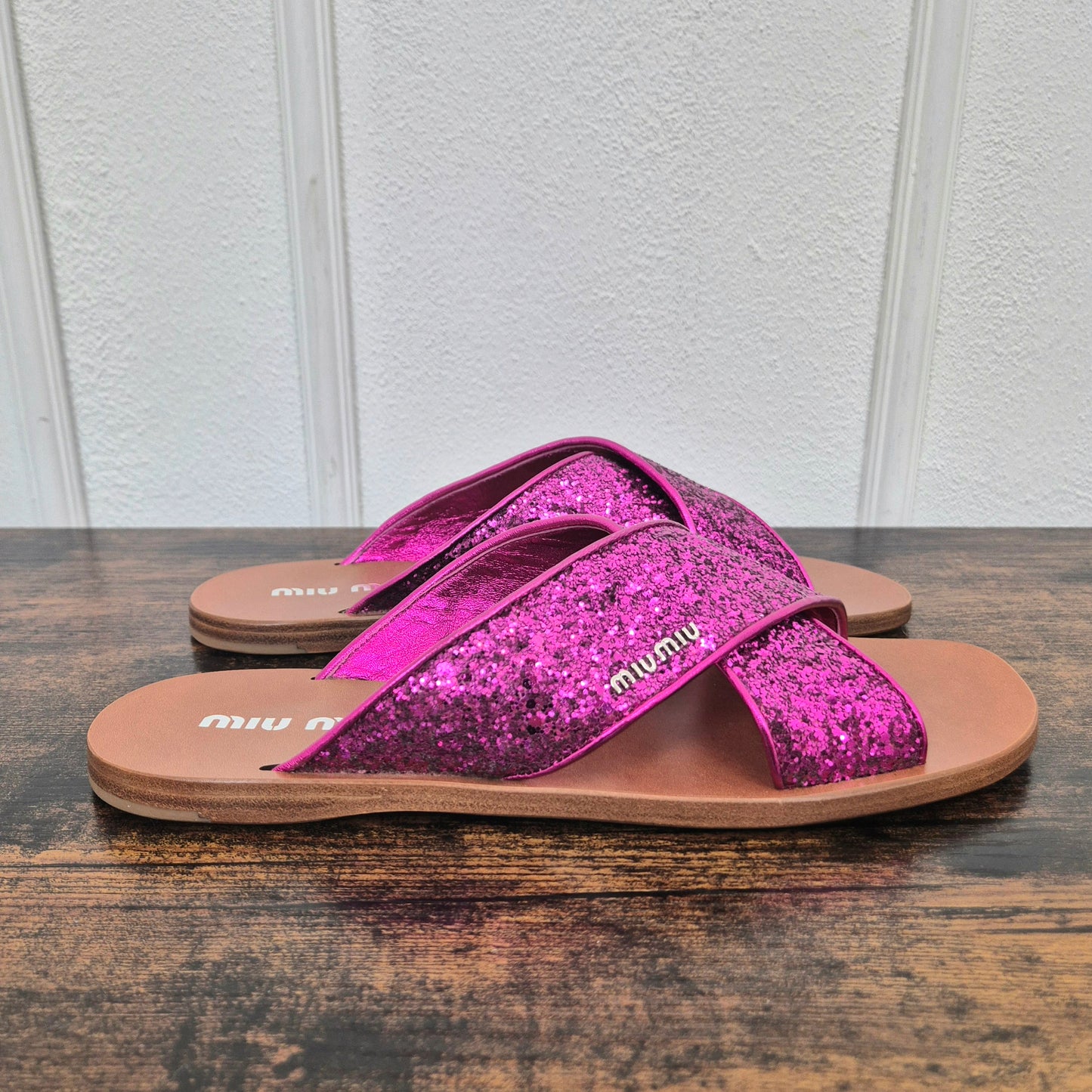 Miu Miu | Sandali glitter fasce incrociate