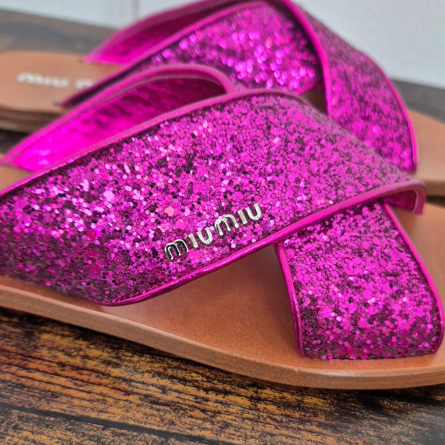 Miu Miu | Sandali glitter fasce incrociate