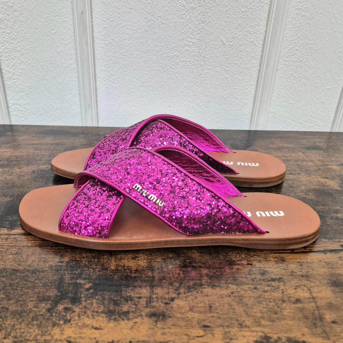 Miu Miu | Sandali glitter fasce incrociate