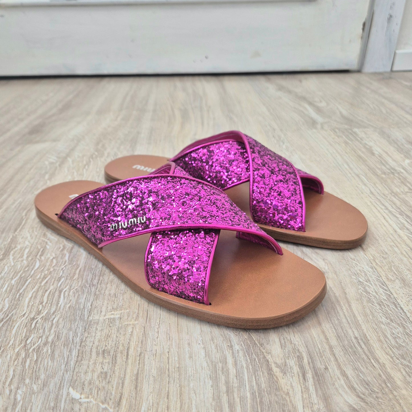 Miu Miu | Sandali glitter fasce incrociate