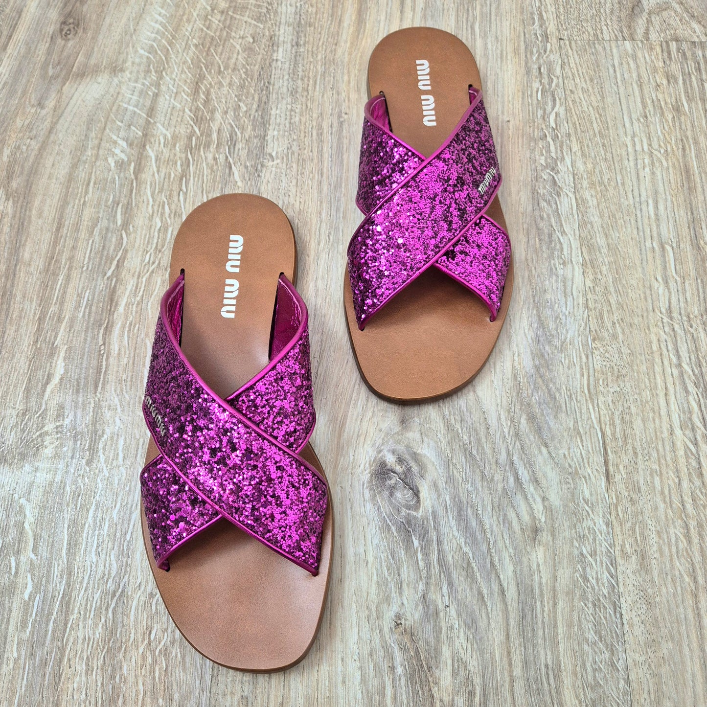 Miu Miu | Sandali glitter fasce incrociate