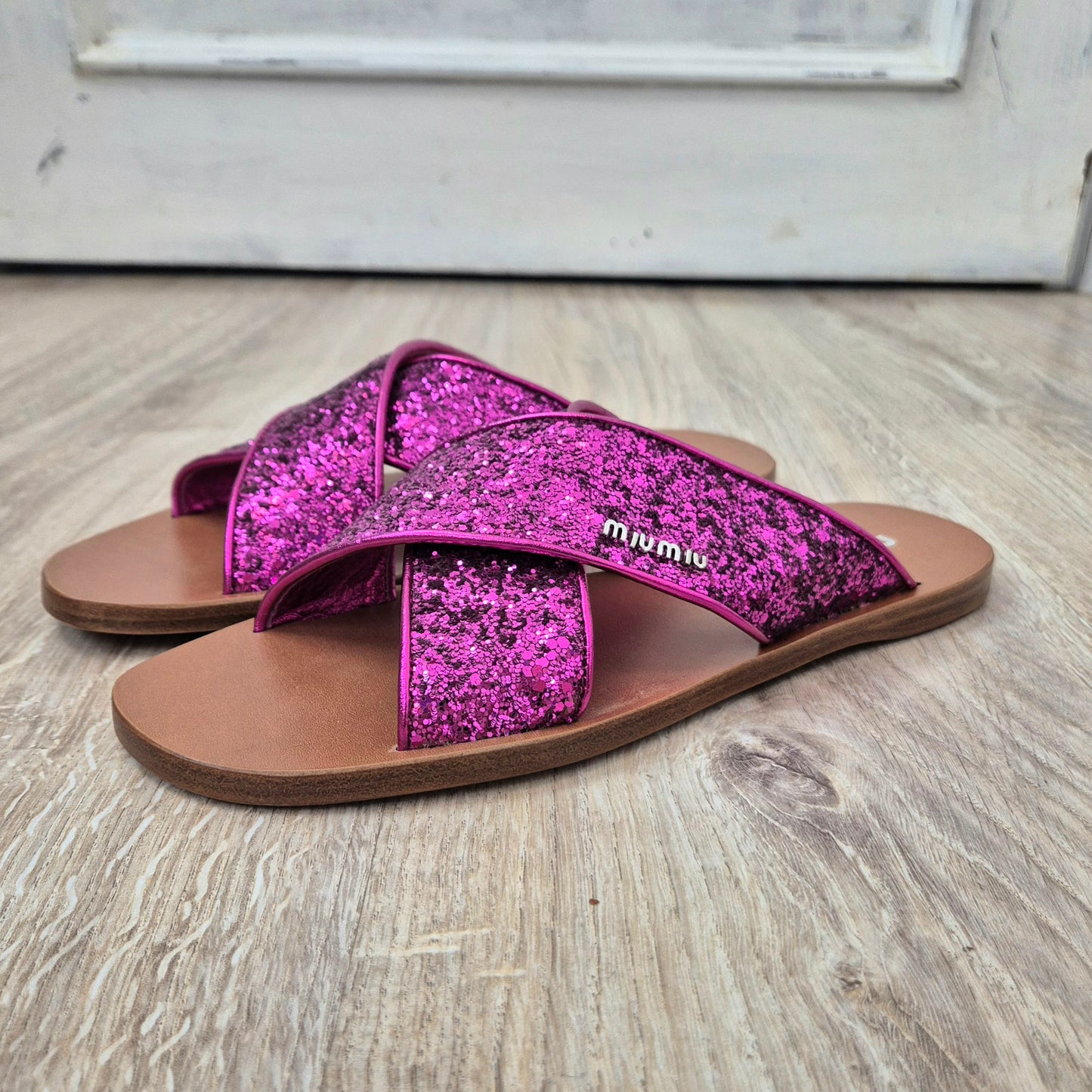 Miu Miu | Sandali glitter fasce incrociate