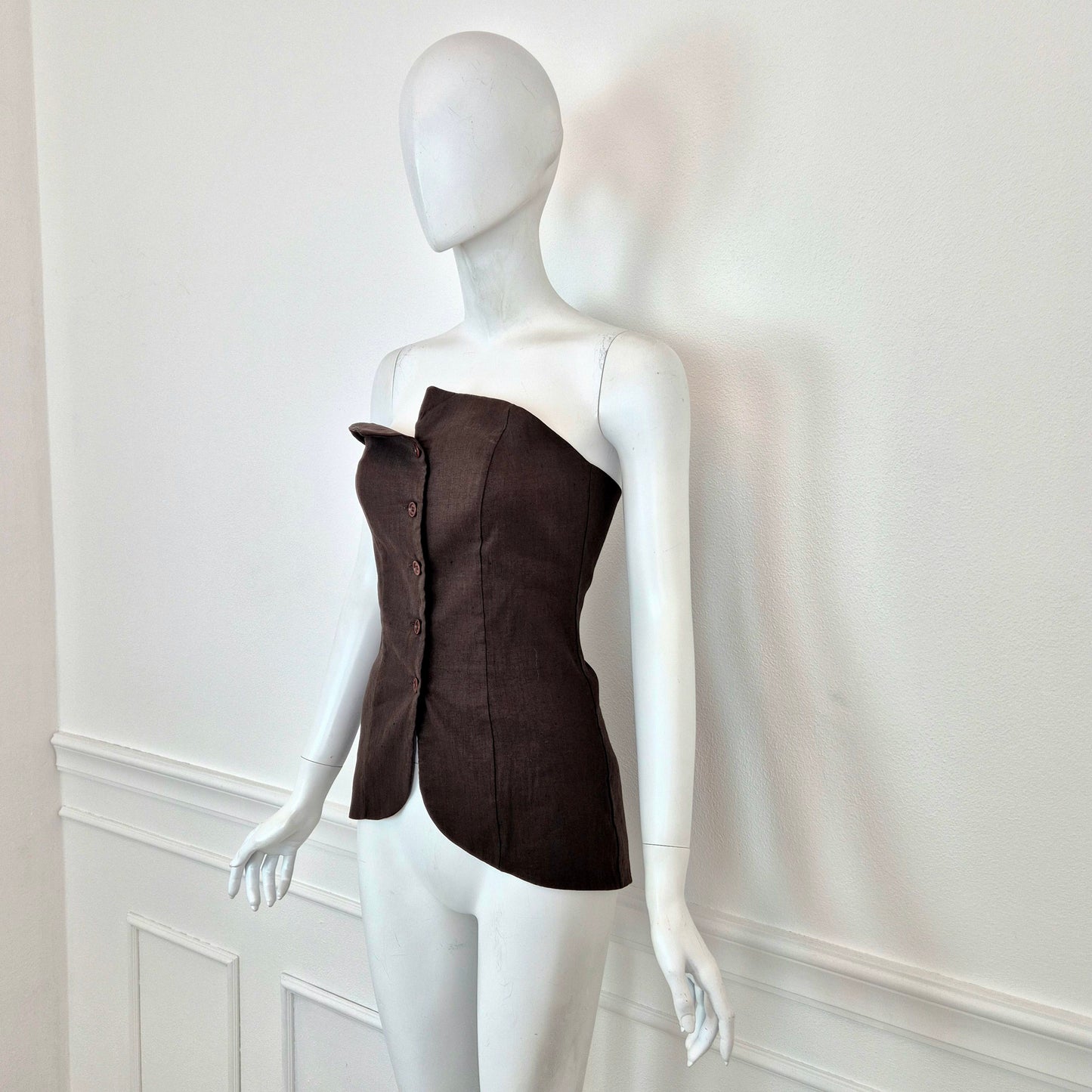 Romeo Gigli | Bustier in lino marrone