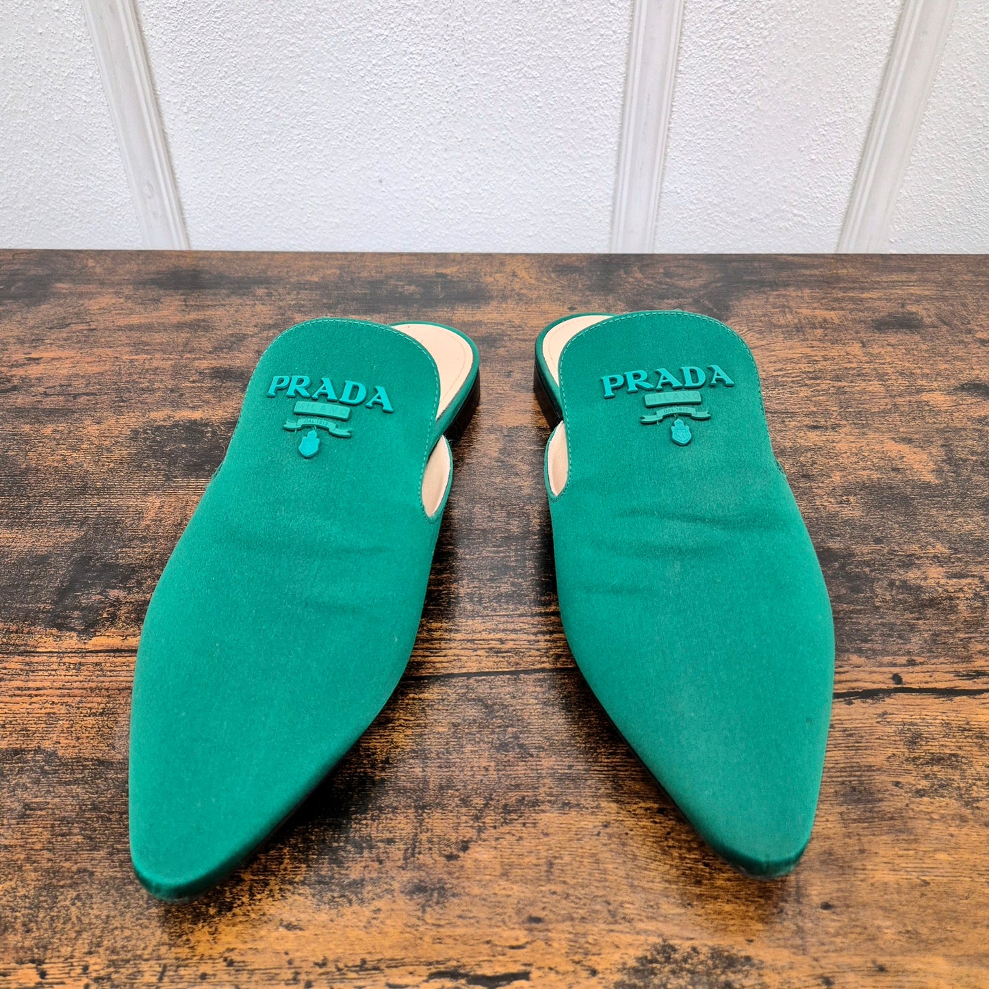 Prada | Mules in raso verde nr.39