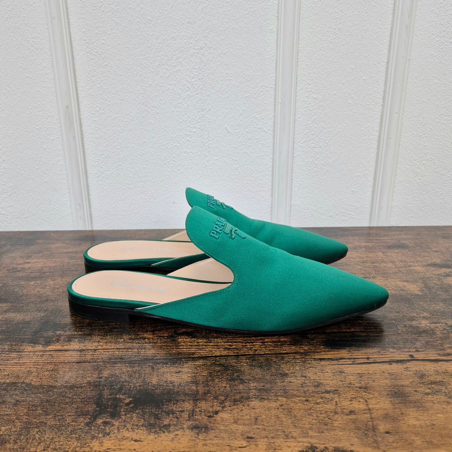 Prada | Mules in raso verde nr.39