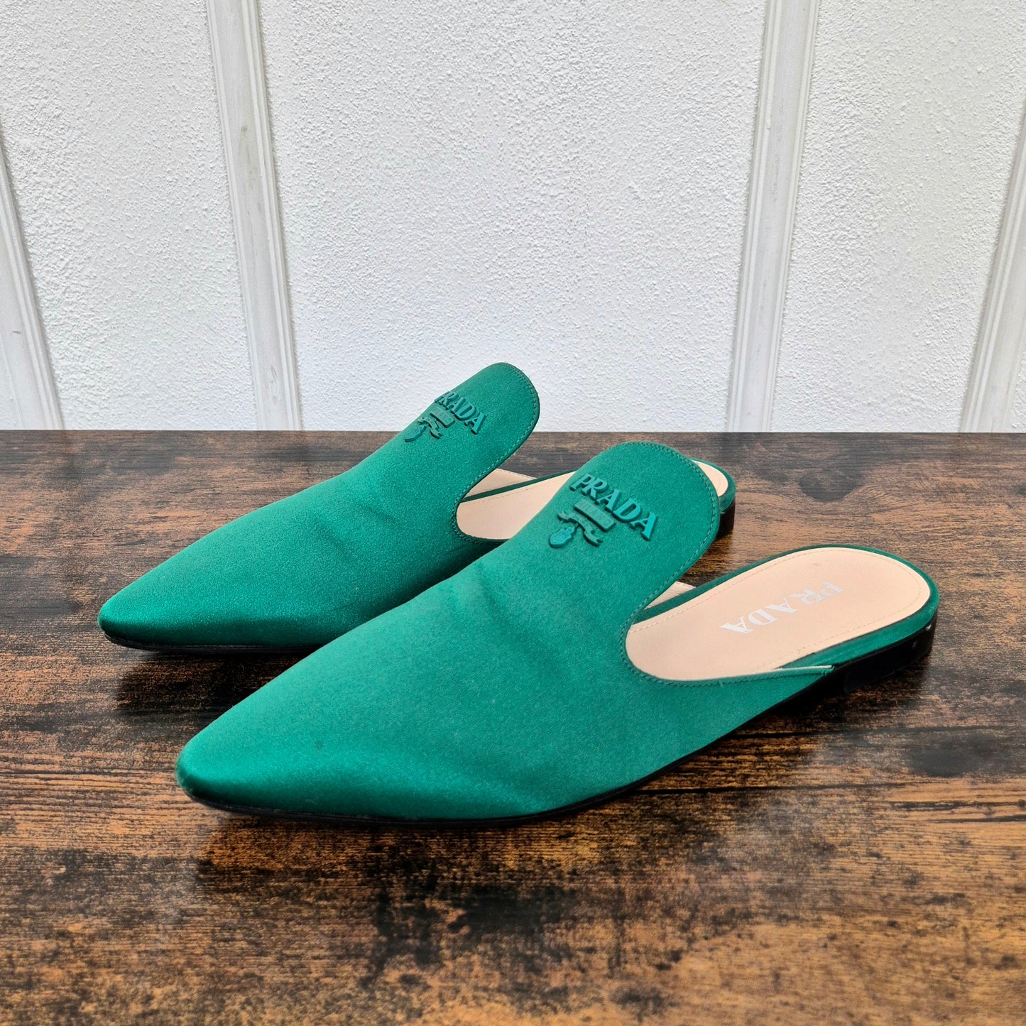 Prada | Mules in raso verde nr.39