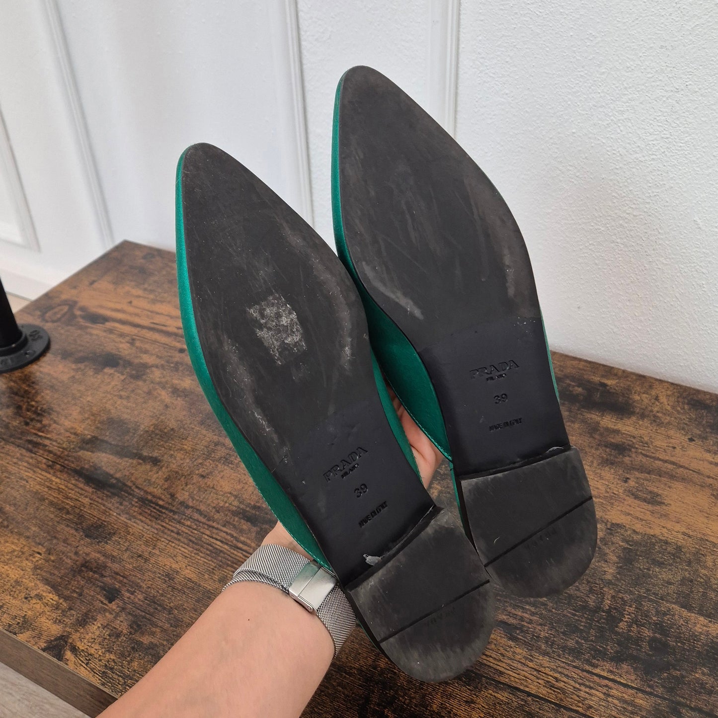 Prada | Mules in raso verde nr.39