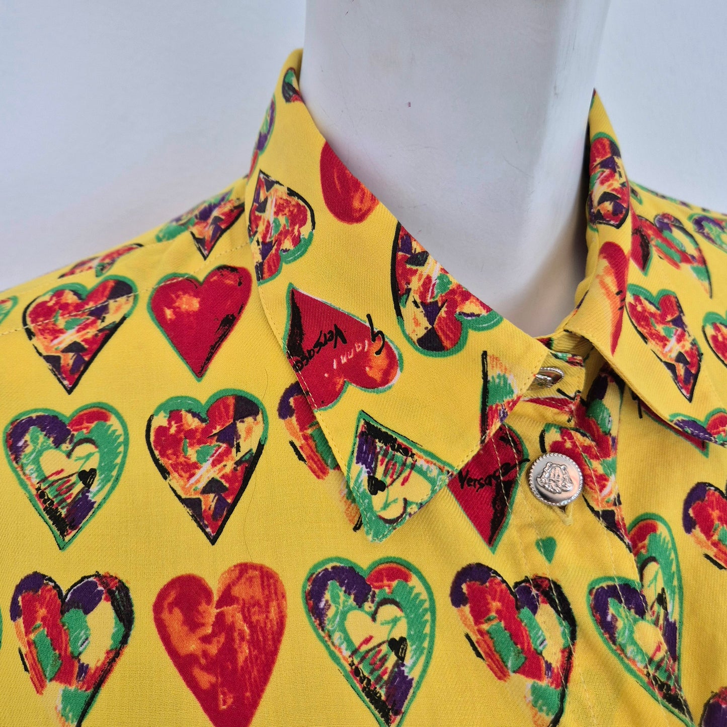 Versace Jeans | Camicia gialla stampa cuori 1997