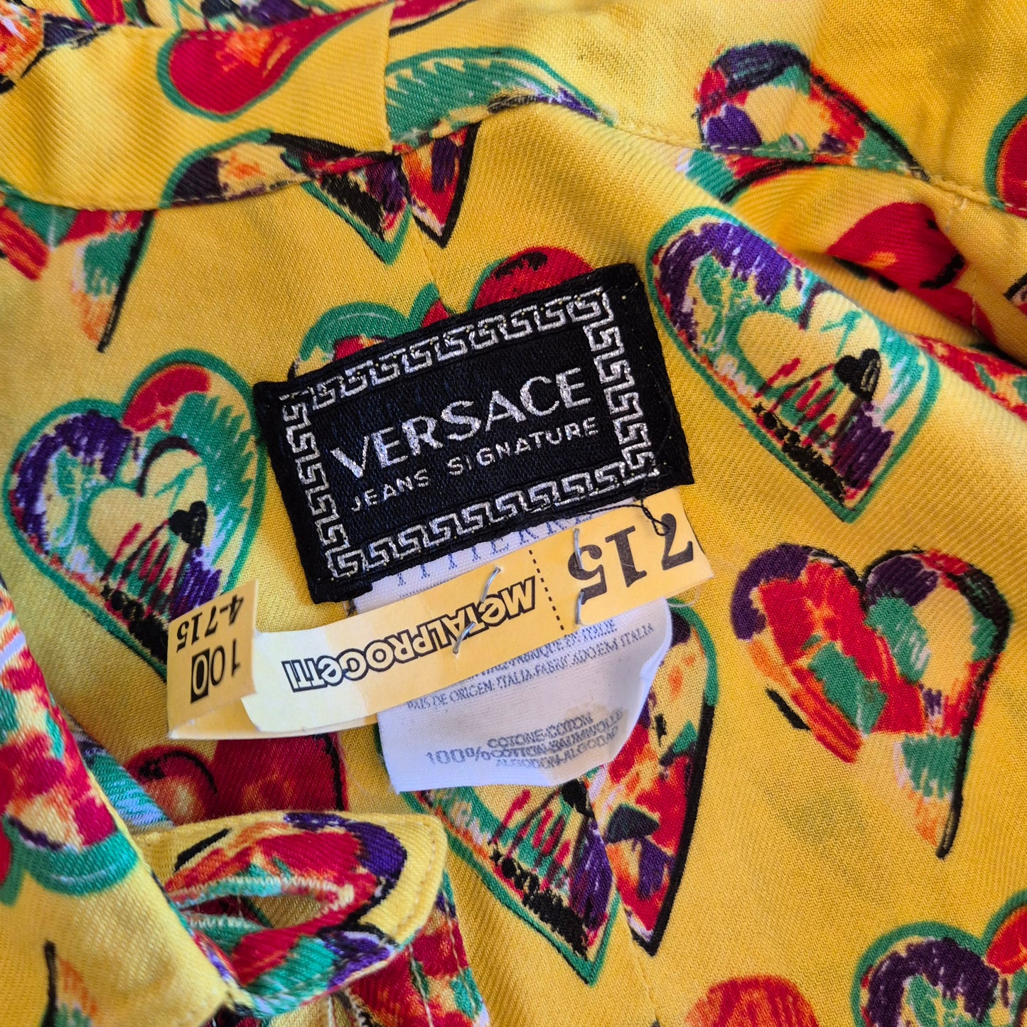 Versace Jeans | Camicia gialla stampa cuori 1997