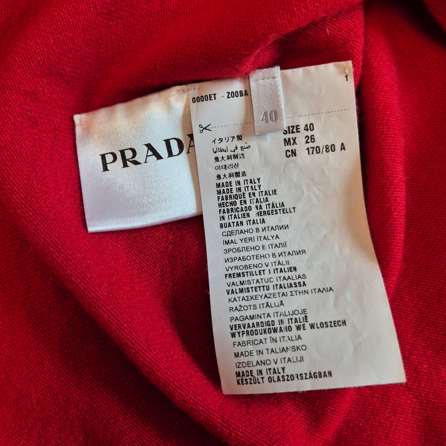 Prada | Maglione rosso lana e cashmere con bottoni sulla schiena