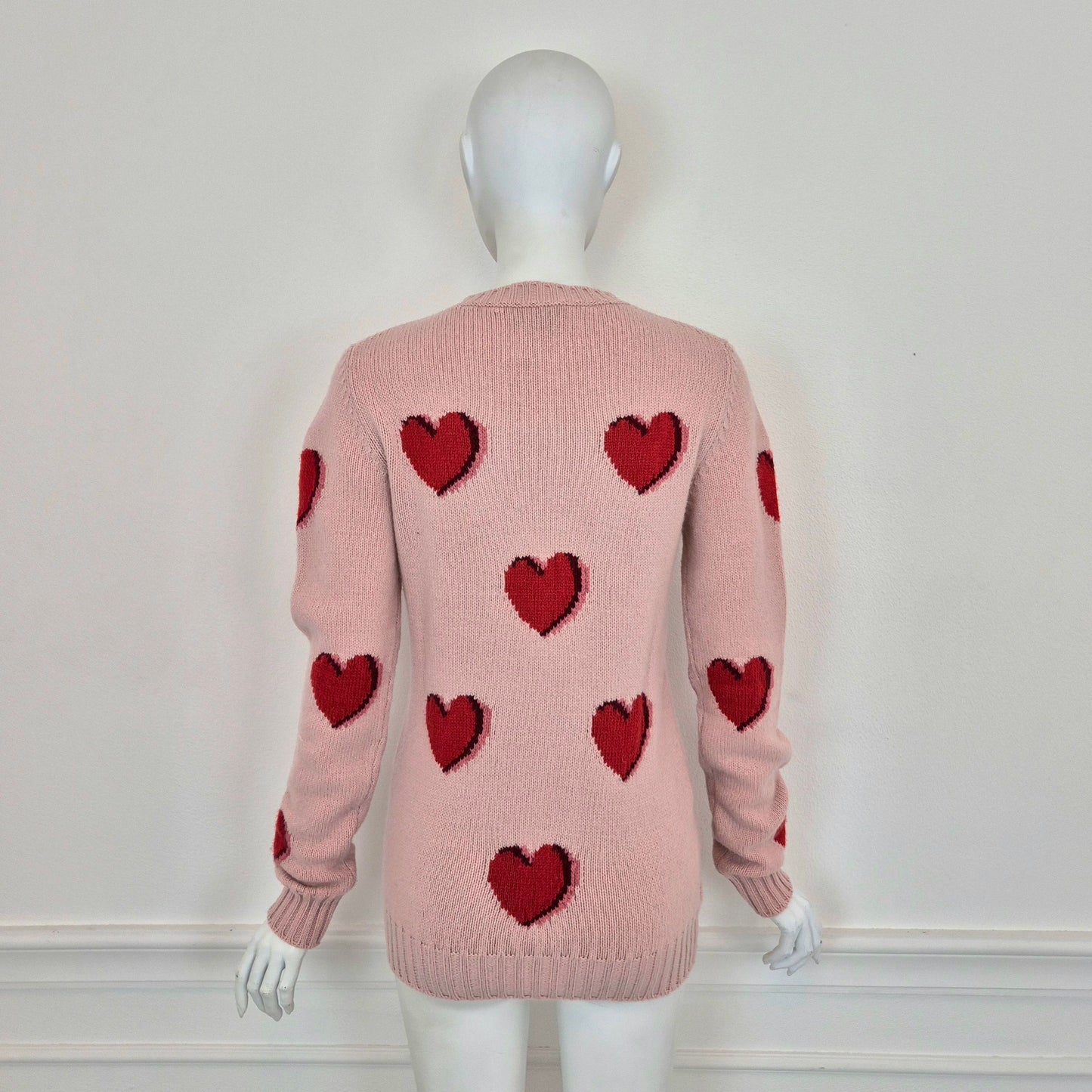 Prada | Maglione rosa cuori rossi