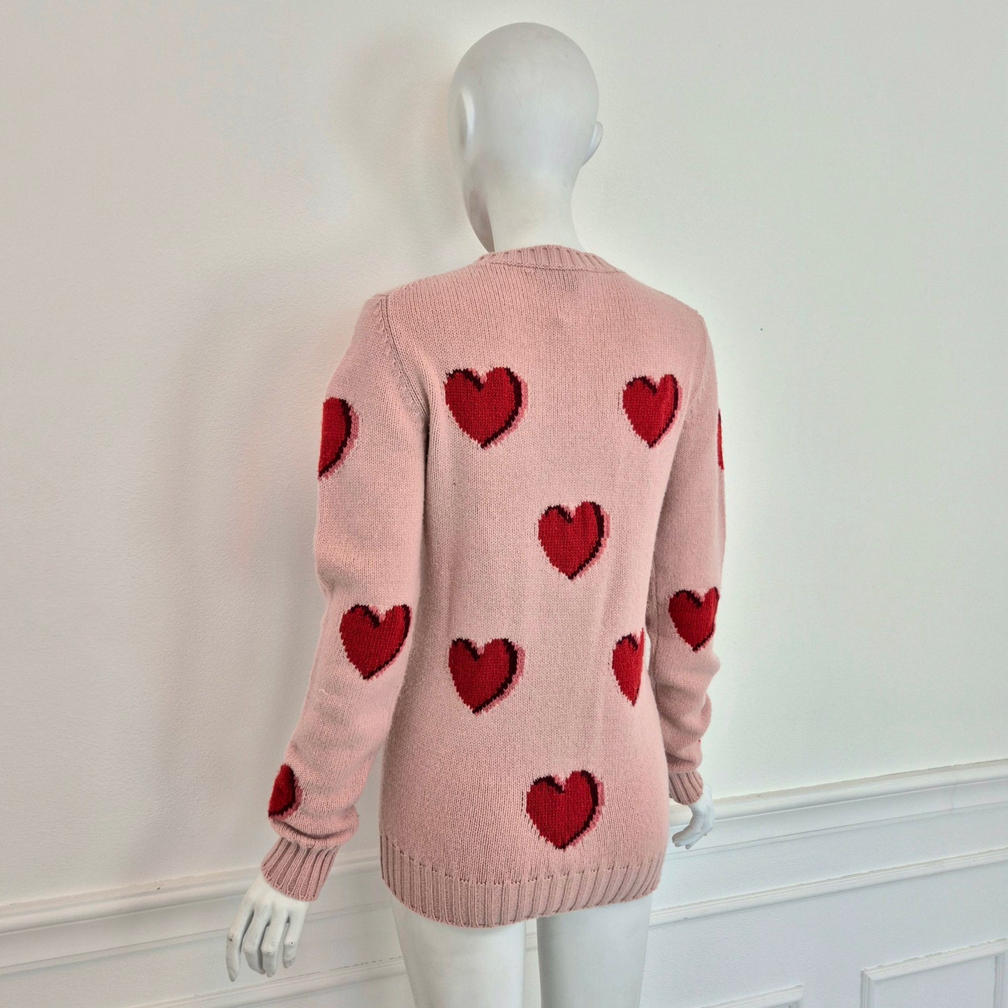 Prada | Maglione rosa cuori rossi