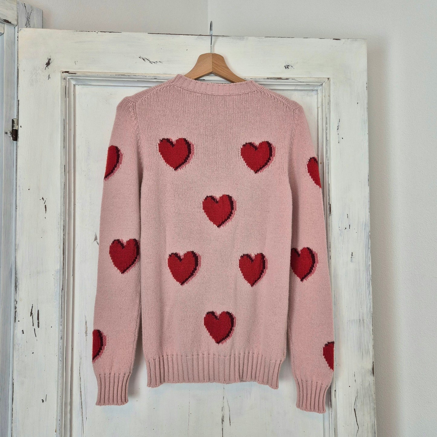 Prada | Maglione rosa cuori rossi