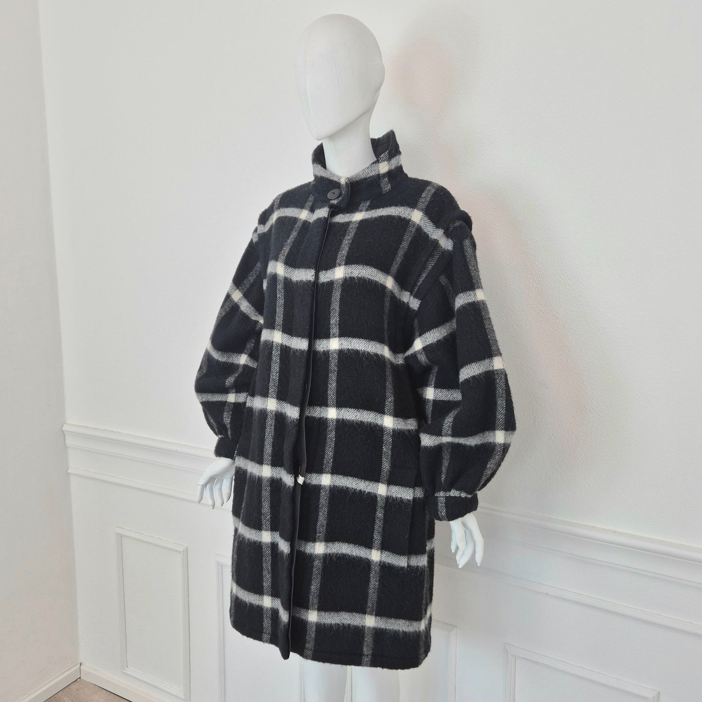 Krizia | Cappotto check bianco nero