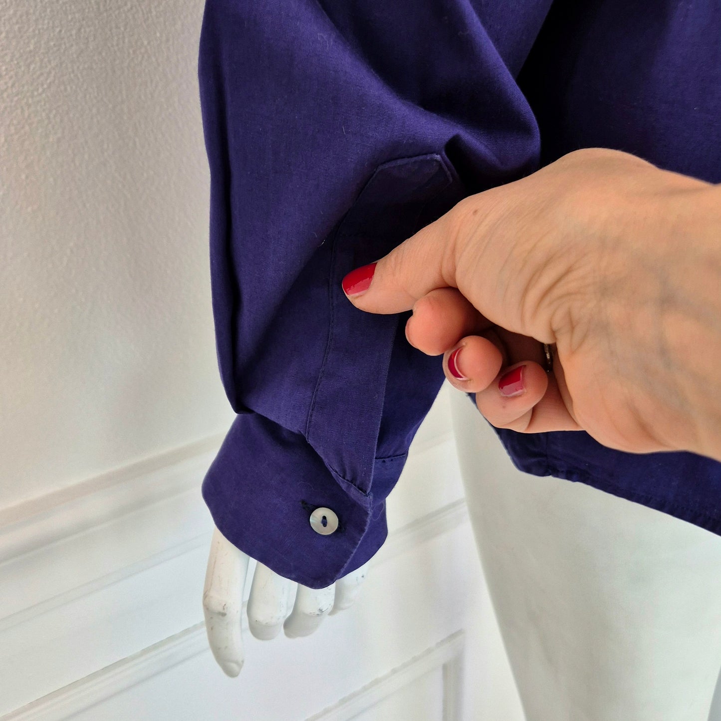 Romeo Gigli | Camicia in cotone indaco con bottoncini sul fondo 1990