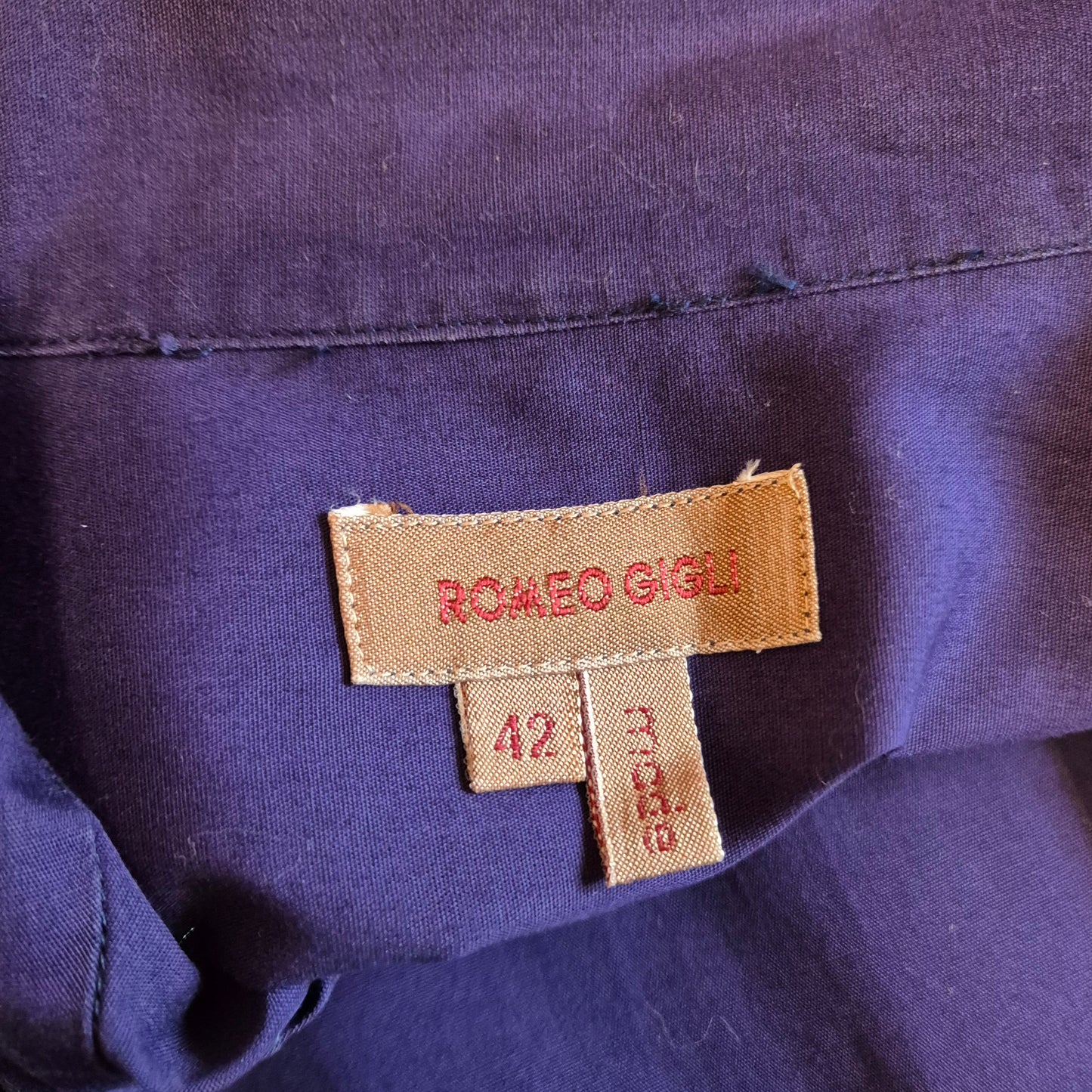 Romeo Gigli | Camicia in cotone indaco con bottoncini sul fondo 1990