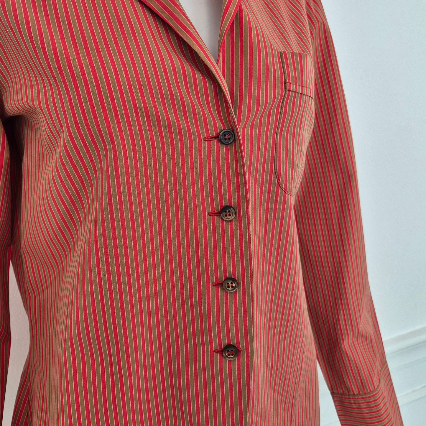 Romeo Gigli | Camicia a righe rosso nocciola 1997