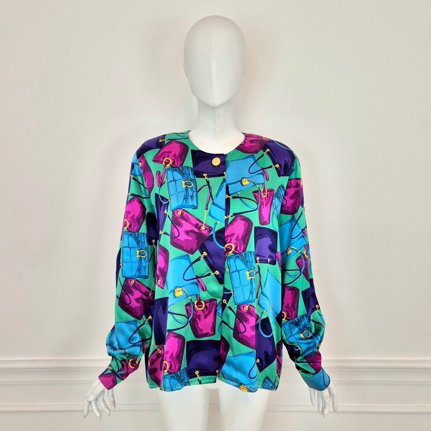 Celine | Camicia in seta stampa borse