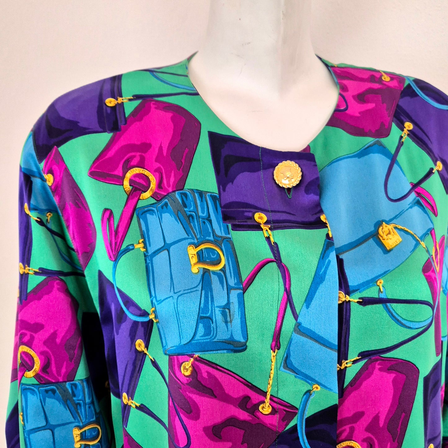 Celine | Camicia in seta stampa borse