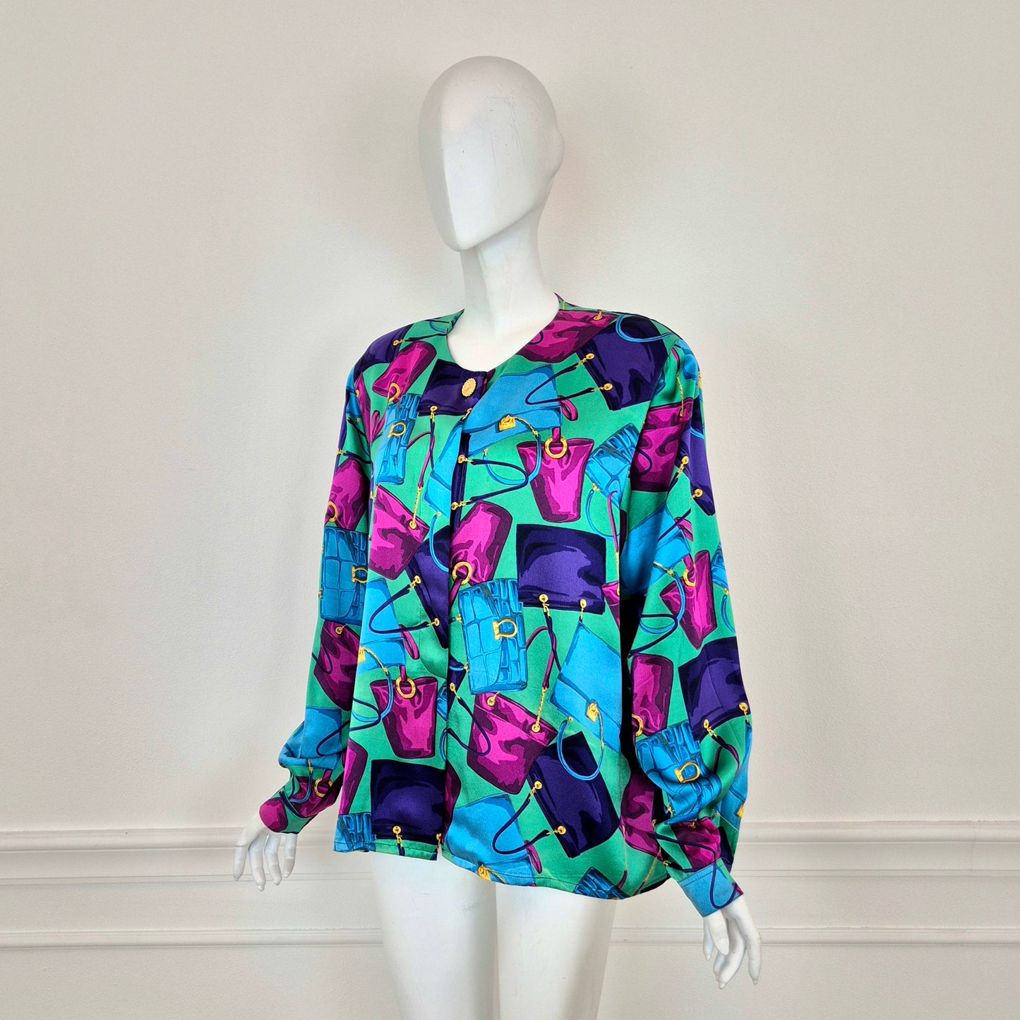 Celine | Camicia in seta stampa borse