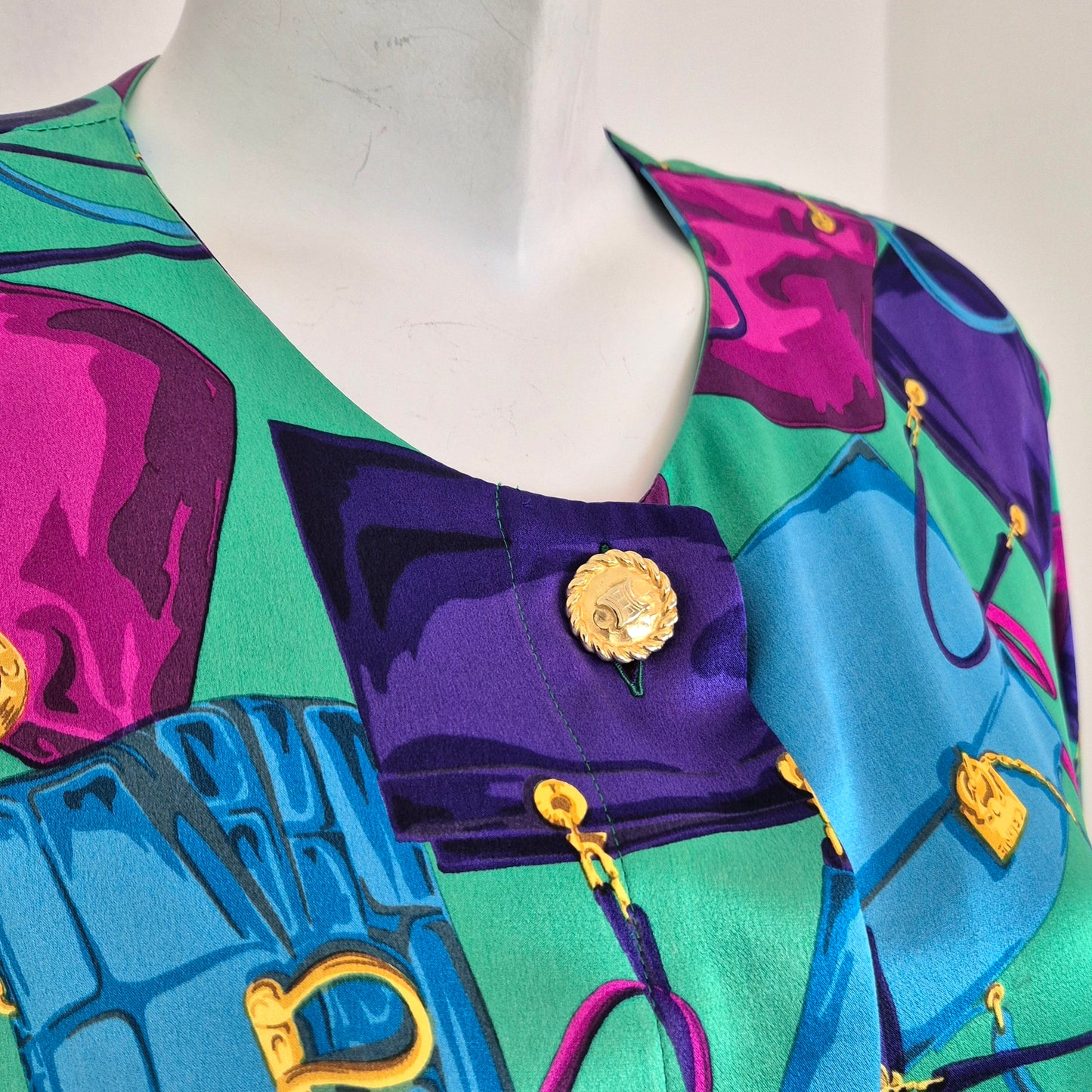 Celine | Camicia in seta stampa borse