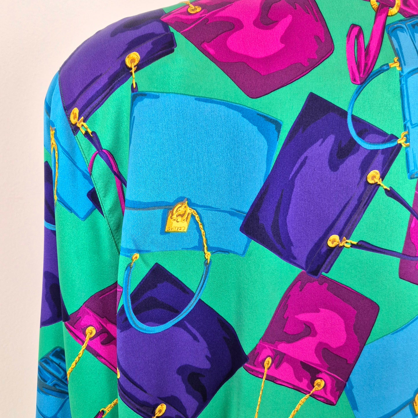Celine | Camicia in seta stampa borse