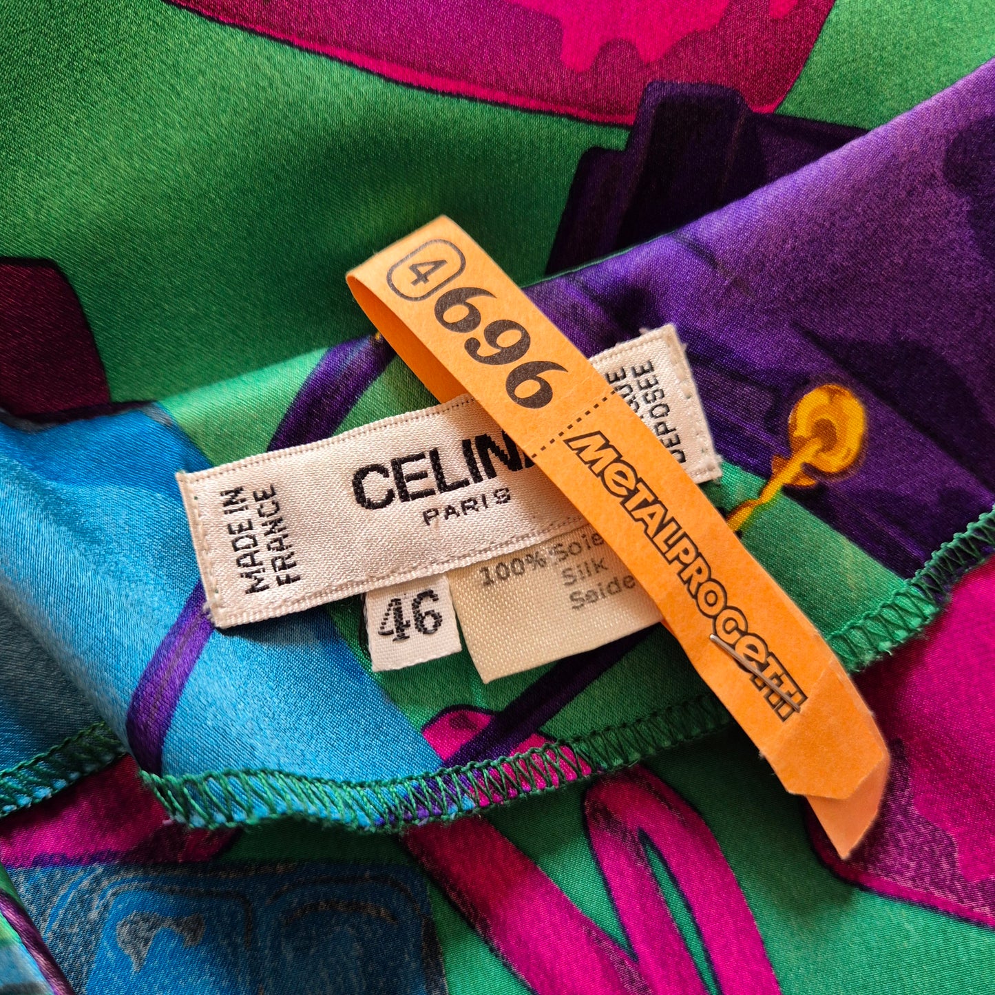 Celine | Camicia in seta stampa borse